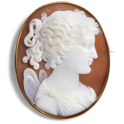 Shell Cameo With Representation of Psyche as Brooch, Italy ca. 1860 Shell Cameo With Representation of Psyche as Brooch, Italy ca. 1860