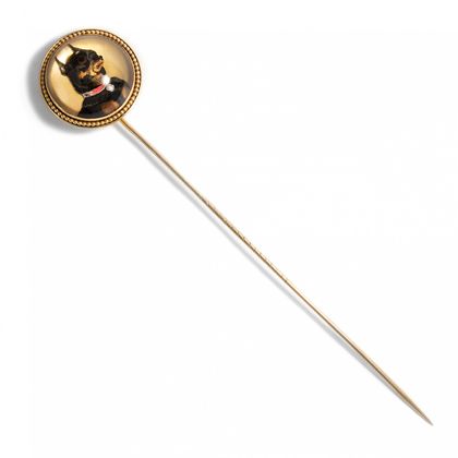 Fabelhafte Gold-Nadel mit Essex Crystal eines Pinschers, England um 1870 Fabelhafte Gold-Nadel mit Essex Crystal eines Pinschers, England um 1870