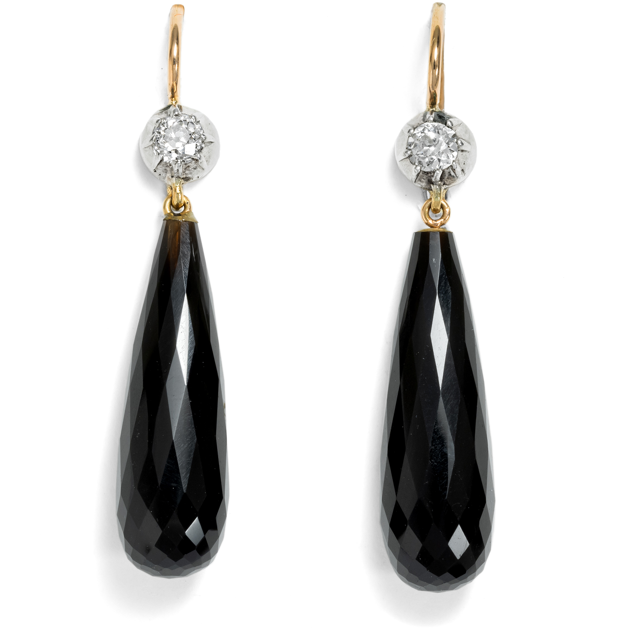 Earrings With Onyx & Antique Diamonds From Our Workshop