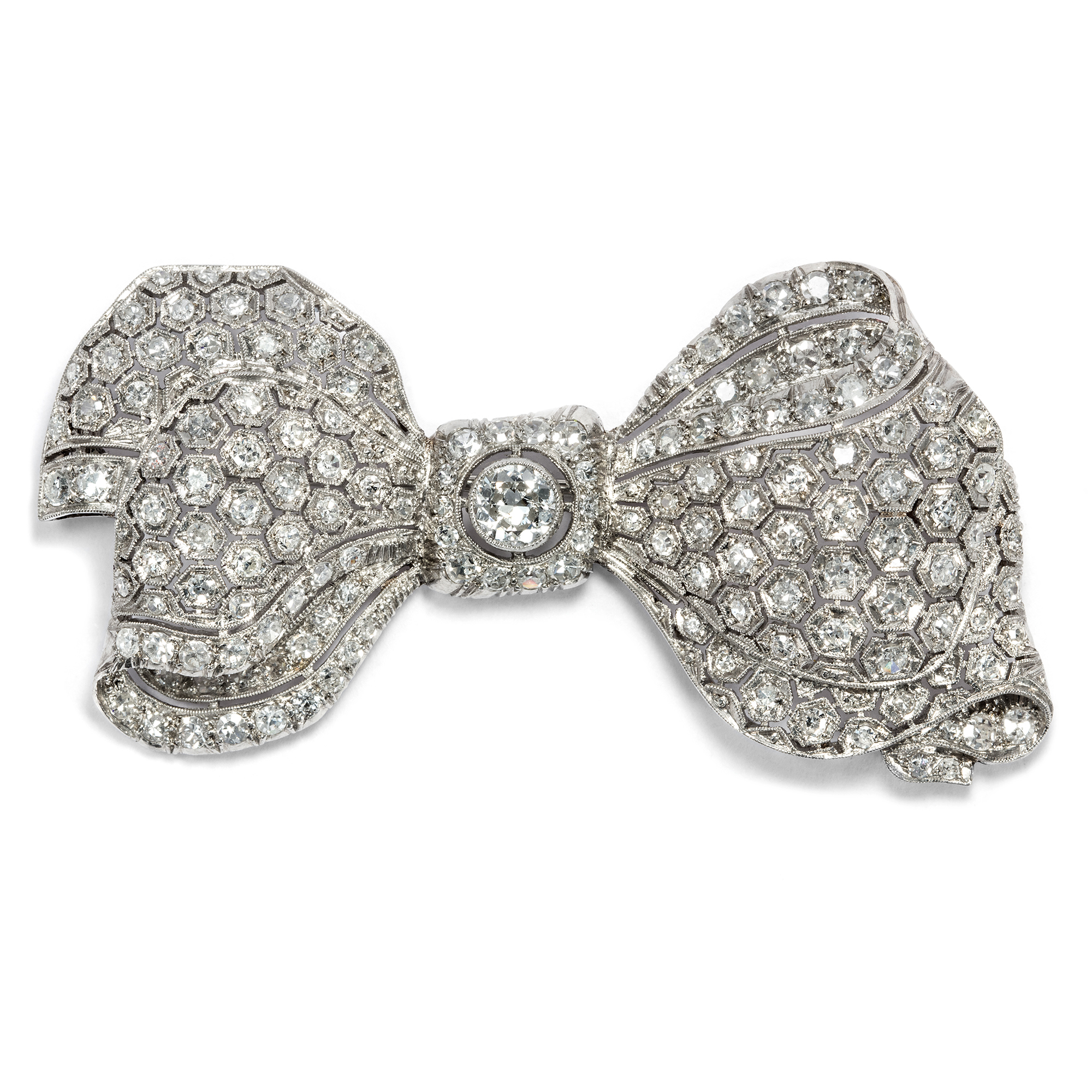 Exquisite Platinum Brooch with 2.96 ct Diamonds, ca. 1930