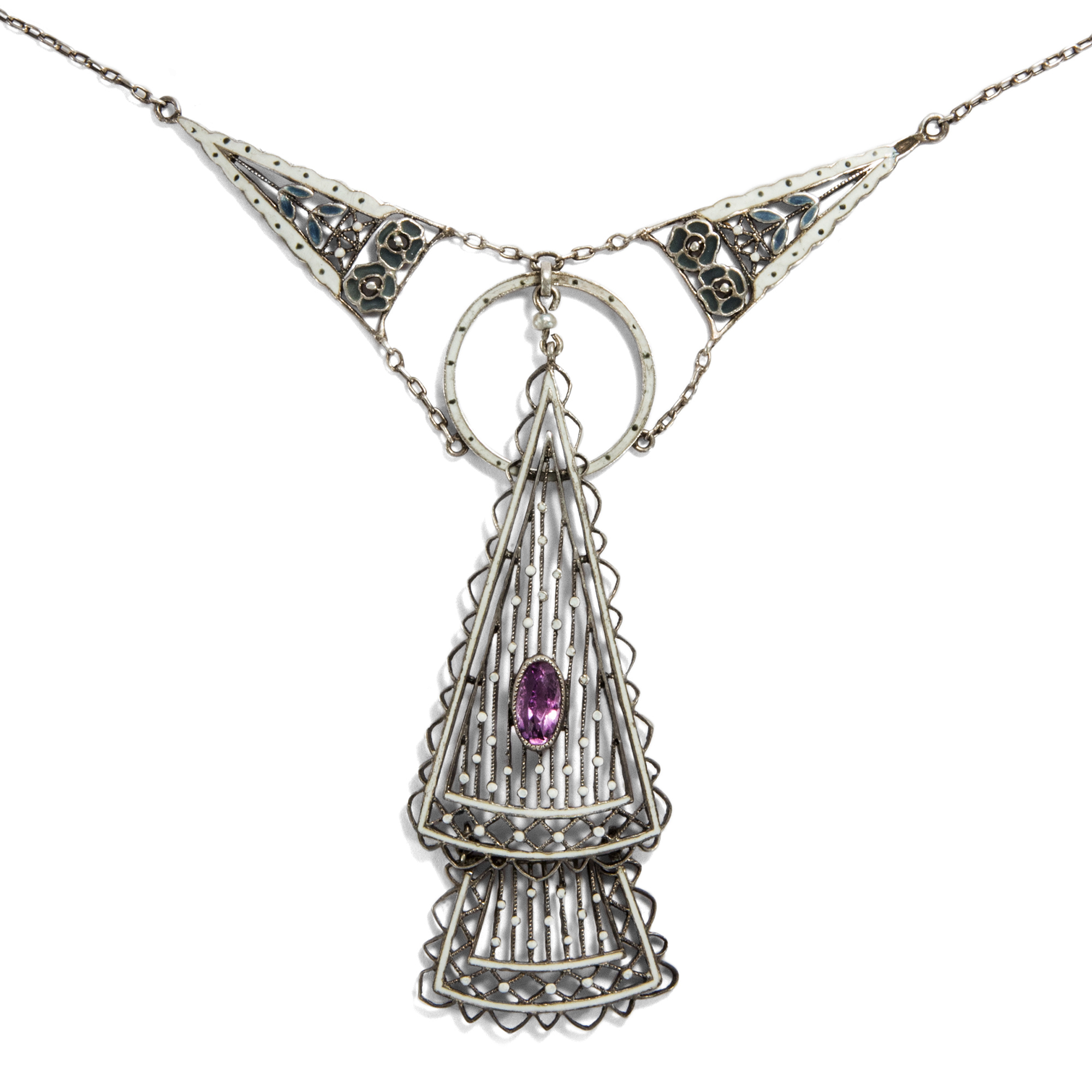 Jugendstil-Collier mit Amethyst, Franz Boeres für Theodor Fahrner, um 1905 Jugendstil-Collier mit Amethyst, Franz Boeres für Theodor Fahrner, um 1905