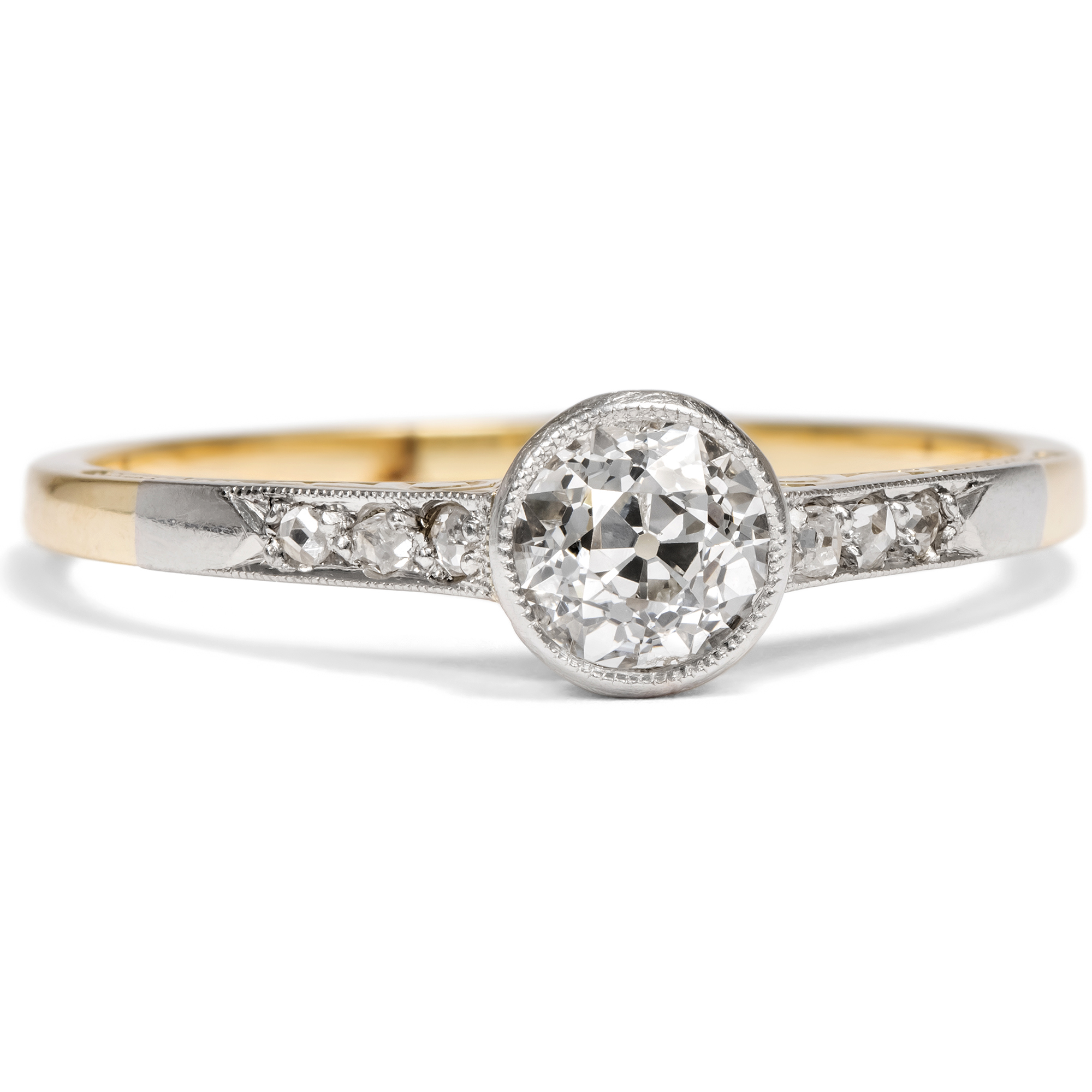 Eleganter Verlobungsring mit 0,45 ct Altschliff-Diamant, um 1910 Eleganter Verlobungsring mit 0,45 ct Altschliff-Diamant, um 1910