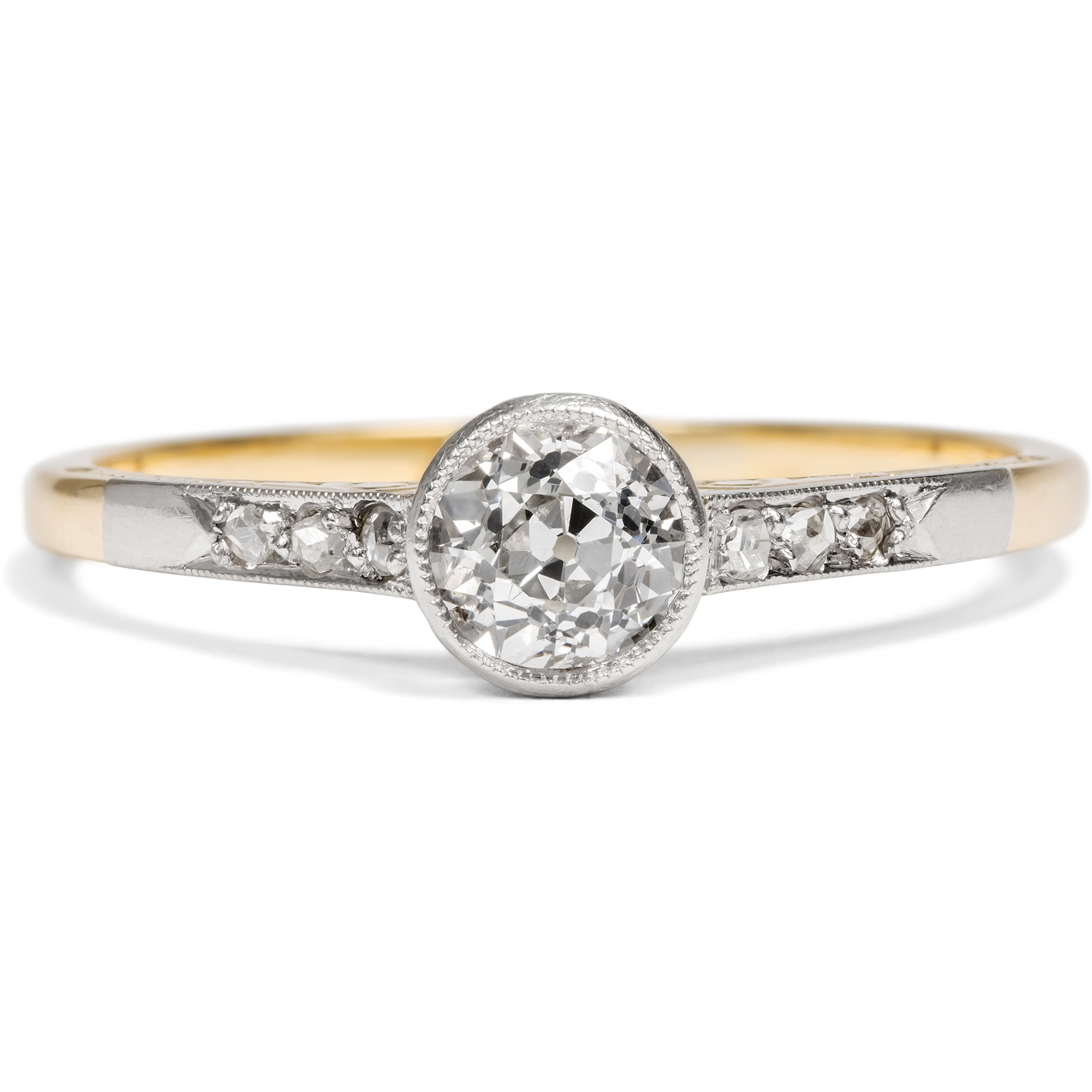 Eleganter Verlobungsring mit 0,45 ct Altschliff-Diamant, um 1910 Eleganter Verlobungsring mit 0,45 ct Altschliff-Diamant, um 1910