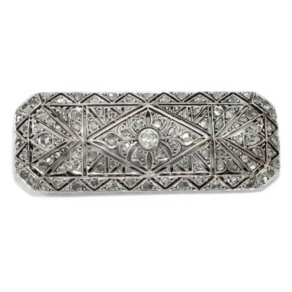 Prachtvolle Diamant-Brosche aus Gold & Silber, um 1930 Prachtvolle Diamant-Brosche aus Gold & Silber, um 1930