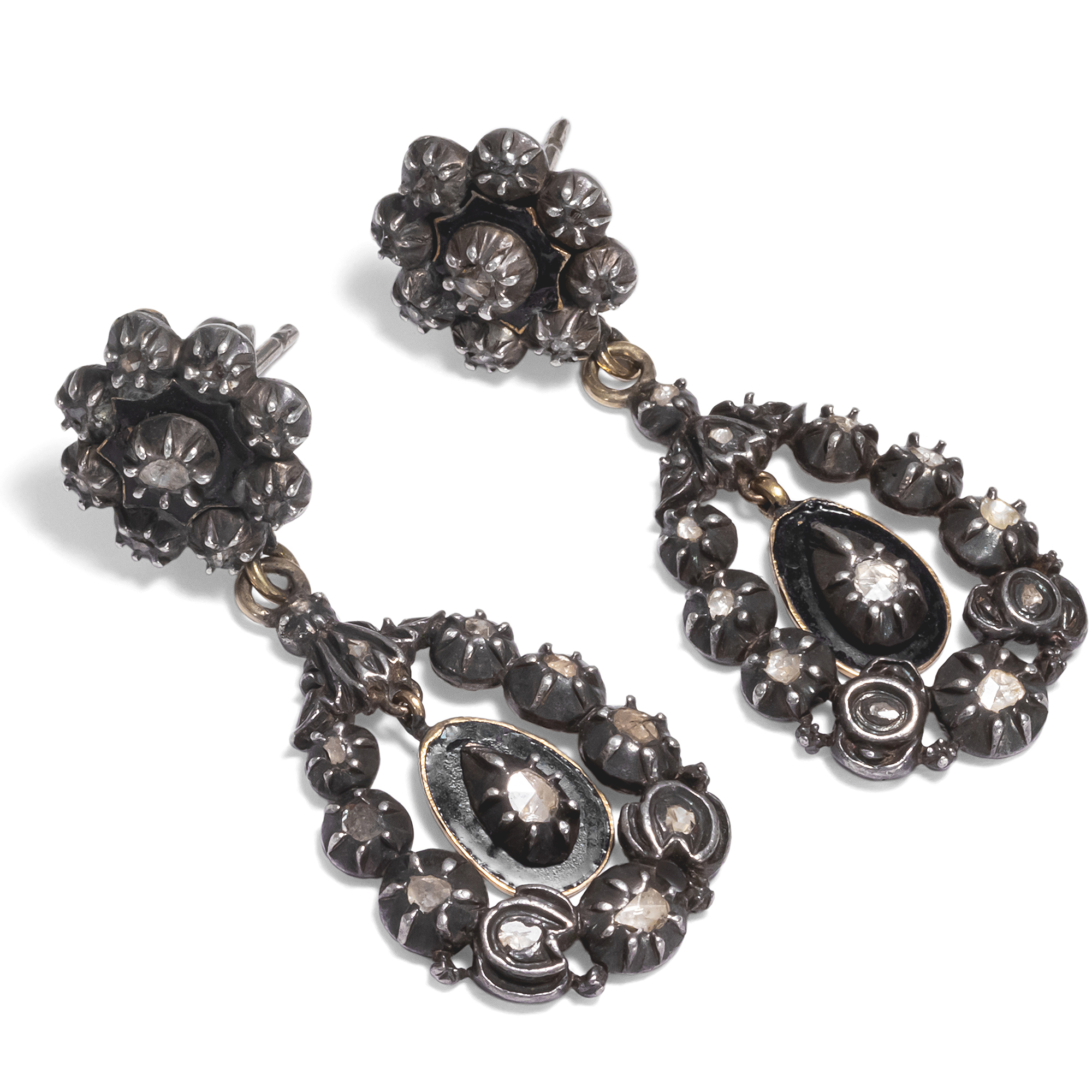 Antike Diamant-Ohrringe des Rokoko, Niederlande um 1780 Antike Diamant-Ohrringe des Rokoko, Niederlande um 1780