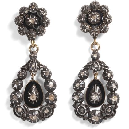 Antike Diamant-Ohrringe des Rokoko, Niederlande um 1780 Antike Diamant-Ohrringe des Rokoko, Niederlande um 1780