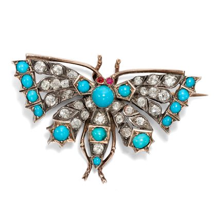 Elegante Schmetterlings-Brosche mit 1,60 ct Diamanten, entstanden um 1890 Elegante Schmetterlings-Brosche mit 1,60 ct Diamanten, entstanden um 1890