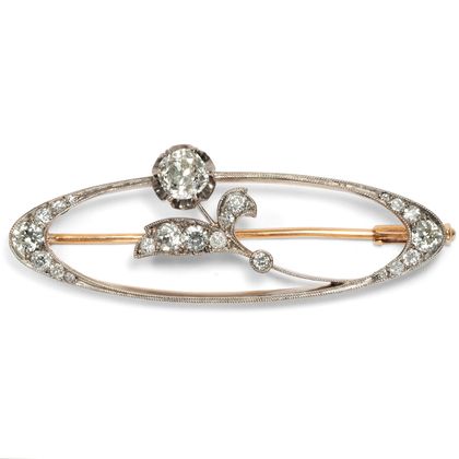 Precious diamond brooch with 1.08 ct diamonds, Moscow 1953 Precious diamond brooch with 1.08 ct diamonds, Moscow 1953