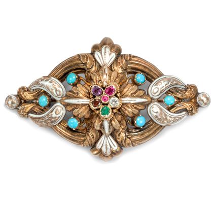 Antique romantic brooch with message, Great Britain ca. 1845 Antique romantic brooch with message, Great Britain ca. 1845