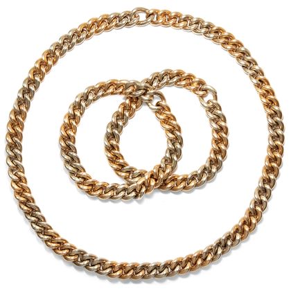 Combinable necklace with two bracelets by Pomellato in high karat gold, Milan ca. 1981 Combinable necklace with two bracelets by Pomellato in high karat gold, Milan ca. 1981