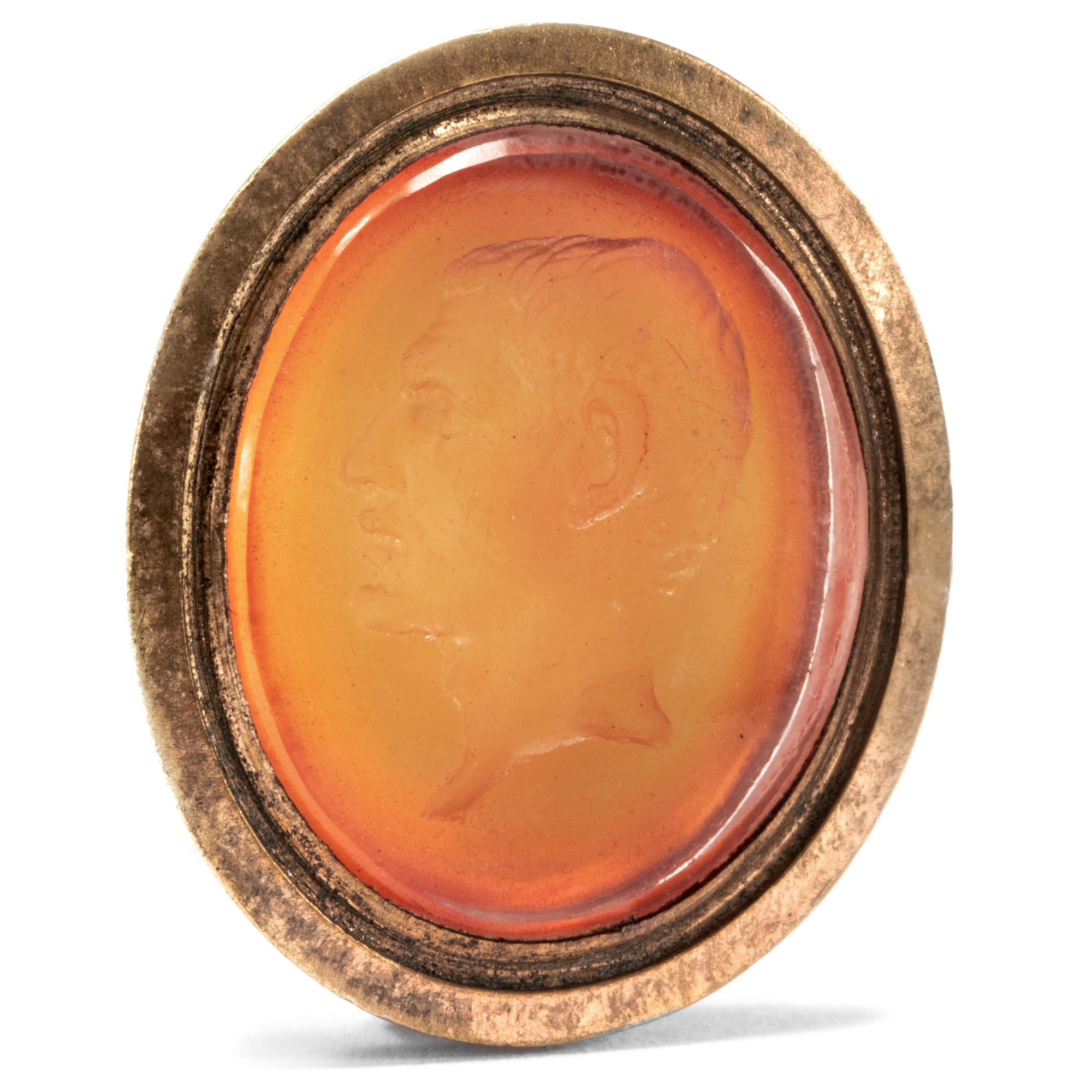 Antique Watch Fob with a Portrait of Horace in Gilded Pinchbeck, ca. 1830