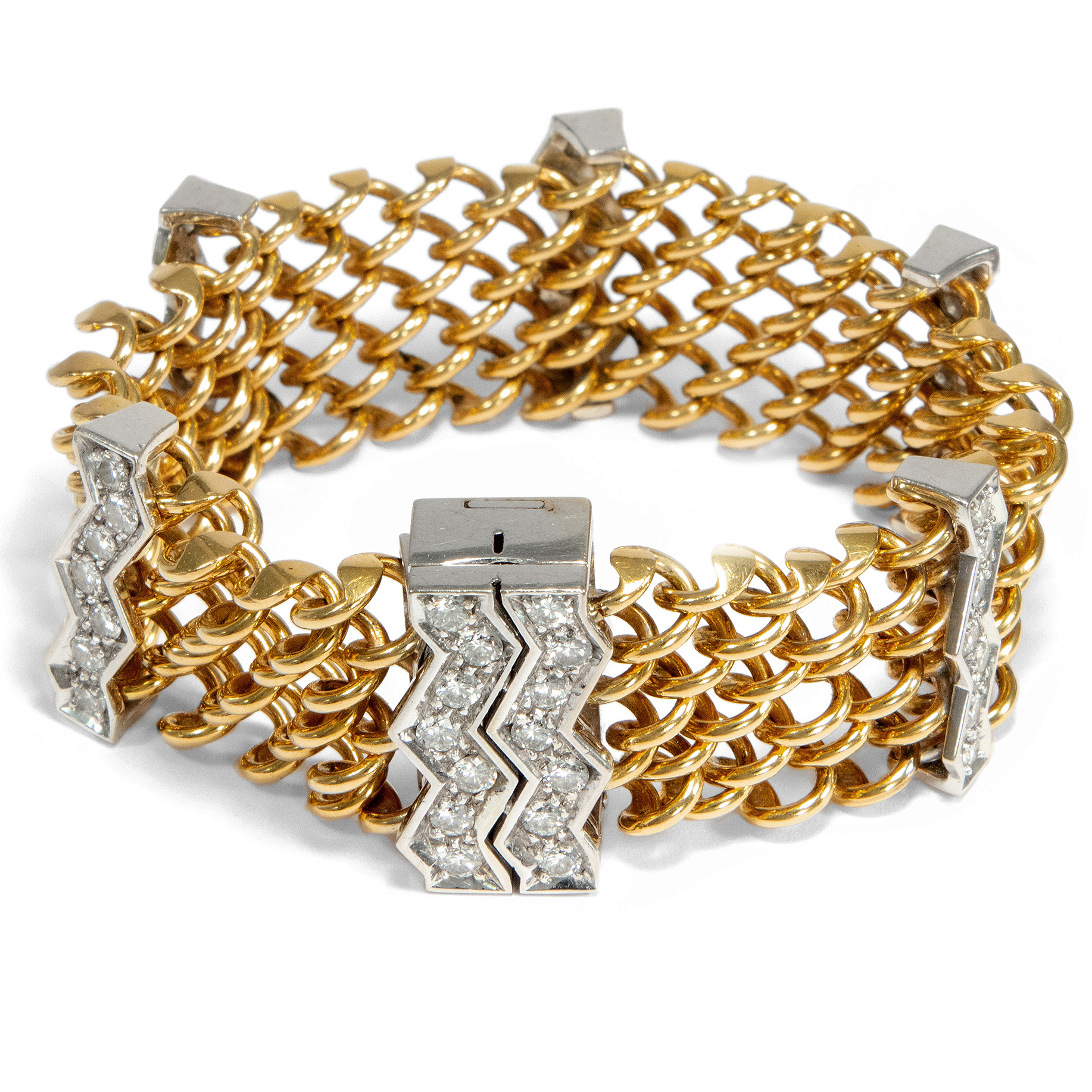 Vintage bracelet by Pomellato with 3.76 ct flawless diamonds in gold, made 1987