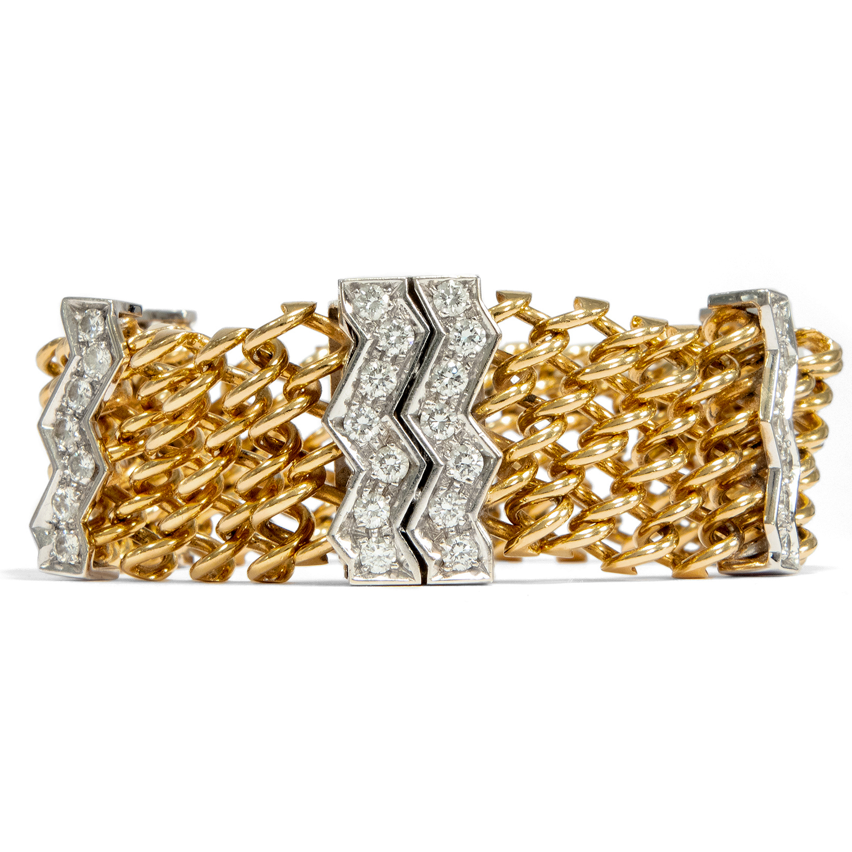 Vintage bracelet by Pomellato with 3.76 ct flawless diamonds in gold, made 1987