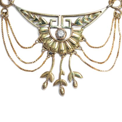 Prachtvolles Gold-Collier im „Garland Style“ mit Viertelkaräter, um 1995 Prachtvolles Gold-Collier im „Garland Style“ mit Viertelkaräter, um 1995