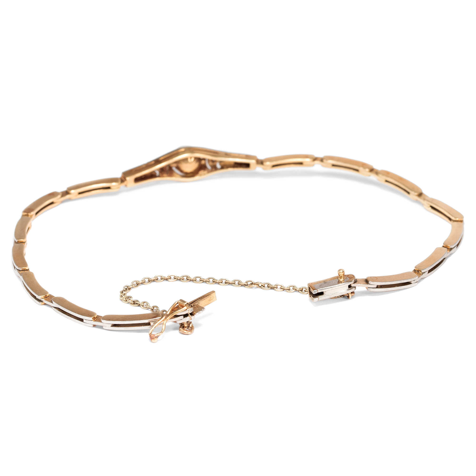 Antikes Armband des Art Déco mit Perle & Diamanten, um 1930 Antikes Armband des Art Déco mit Perle & Diamanten, um 1930