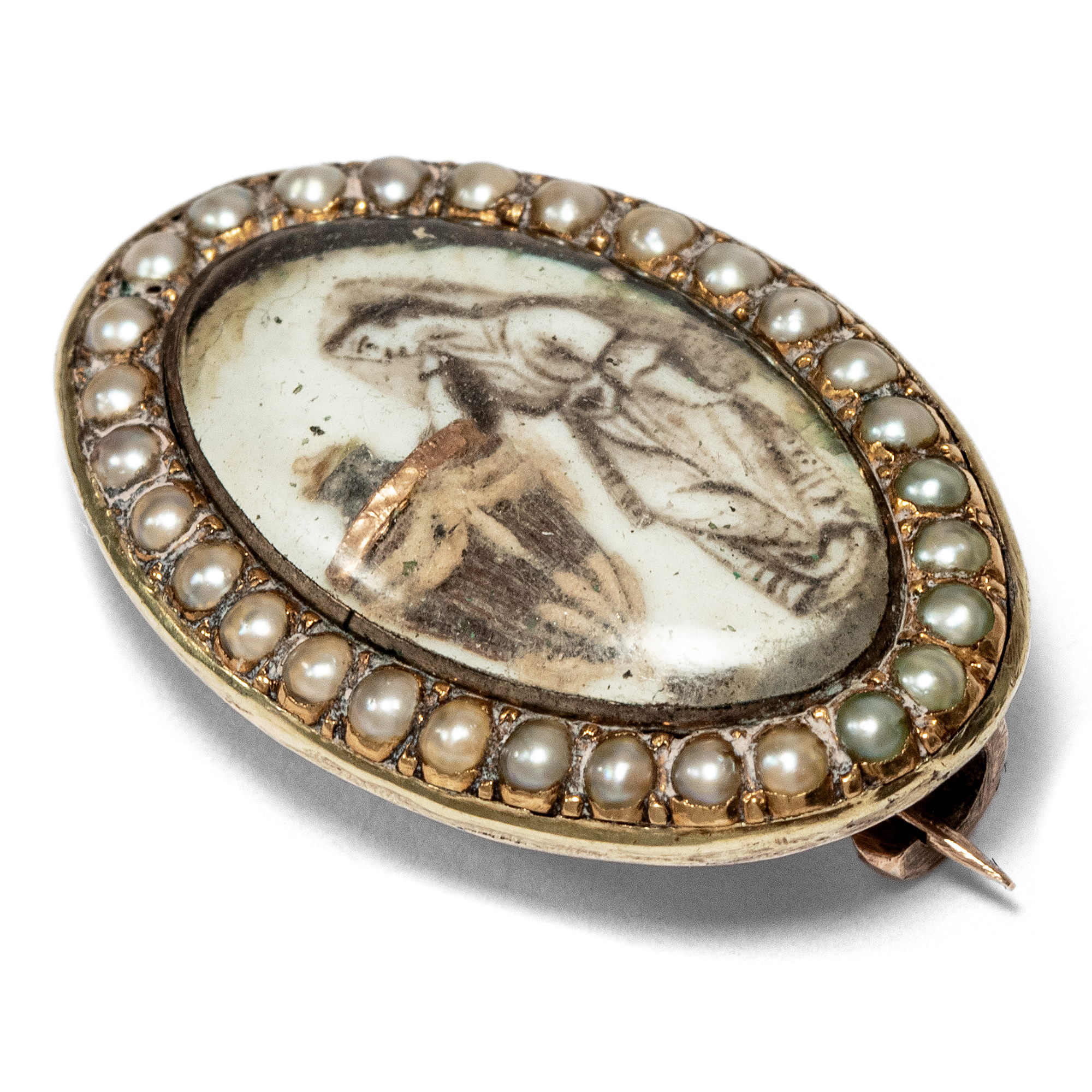 Touching mourning brooch of classicism in gold, around 1785