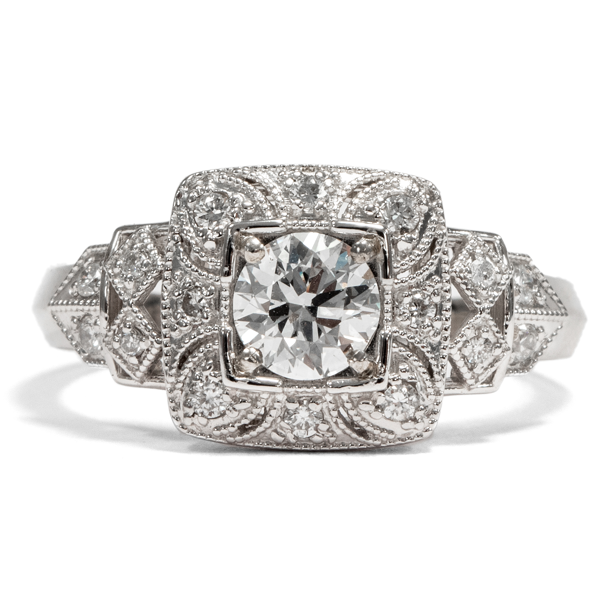 Unworn white gold ring with 0.64 ct diamond, ca. 1960/2020