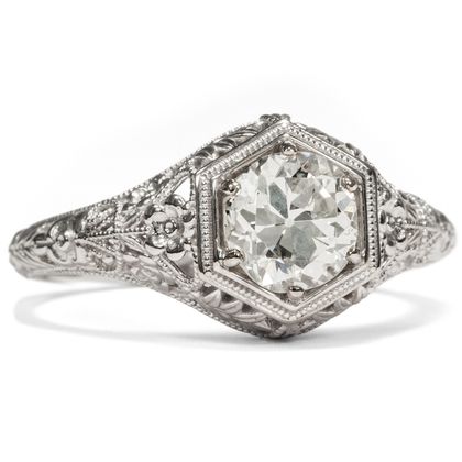 Elegant unworn ring with antique 0.91 ct old European cut solitaire, around 1900/2020 USA Chicago Elegant unworn ring with antique 0.91 ct old European cut solitaire, around 1900/2020 USA Chicago