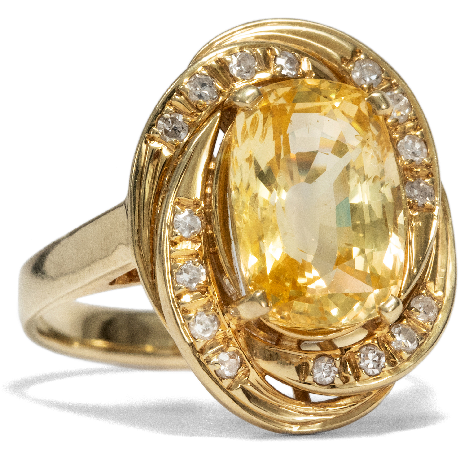 Premium Natural Yellow Sapphire With Diamonds In 585 Gold Ring Um 1985 Ebay