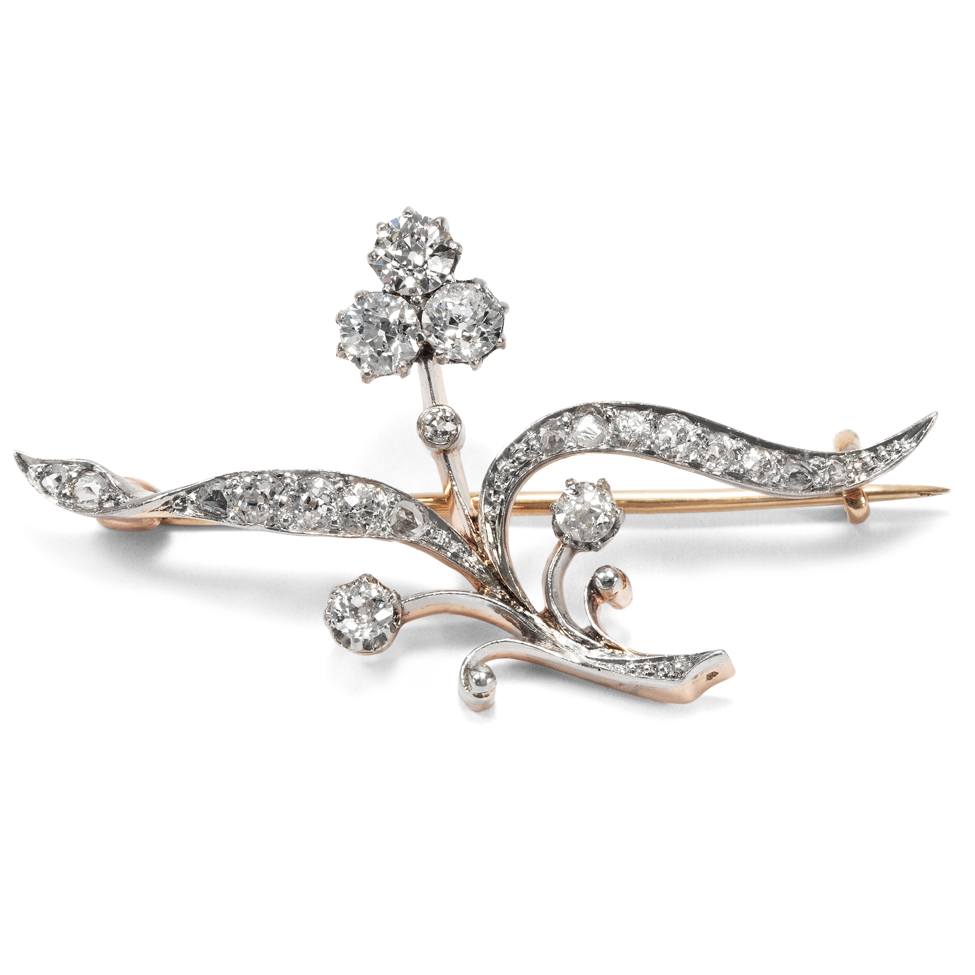 Elegante Brosche der Belle Époque mit 1,10 ct Diamanten in Platin, um 1900 Elegante Brosche der Belle Époque mit 1,10 ct Diamanten in Platin, um 1900