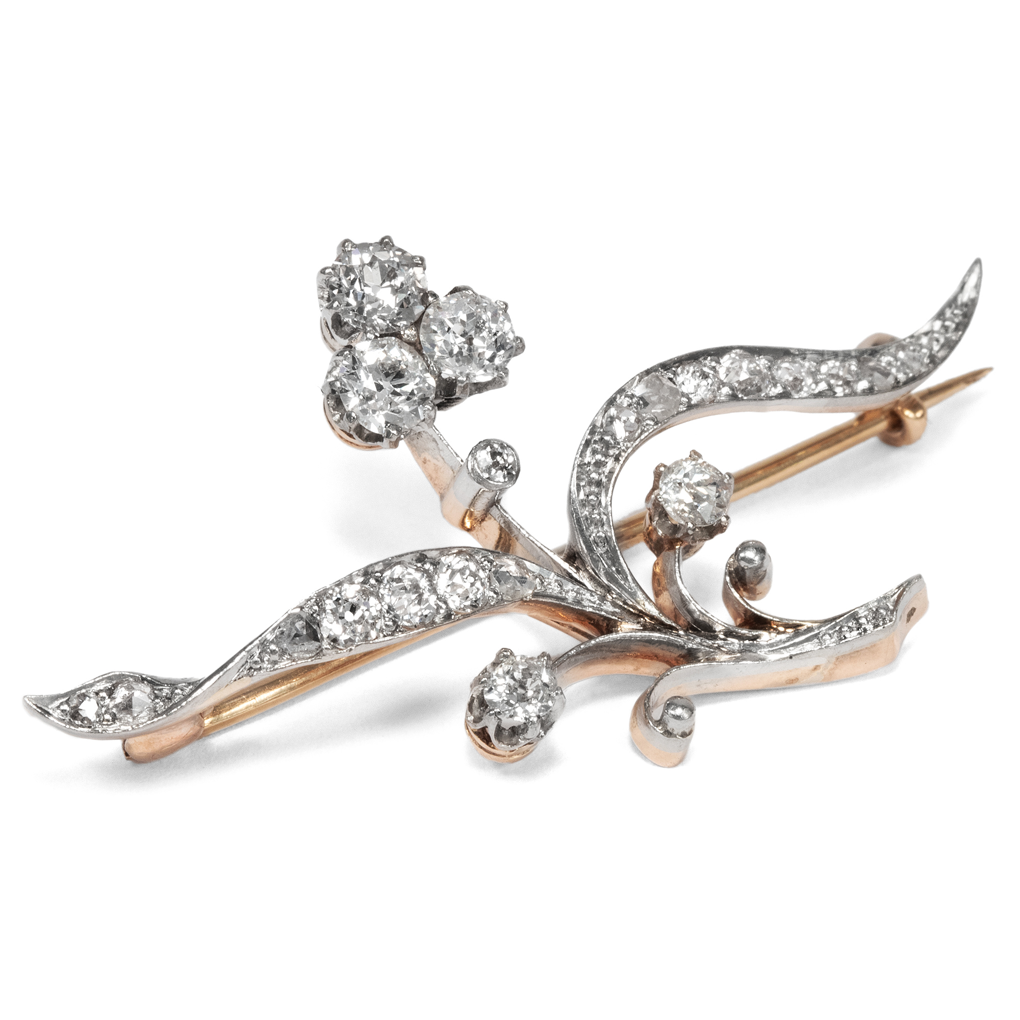 Elegante Brosche der Belle Époque mit 1,10 ct Diamanten in Platin, um 1900 Elegante Brosche der Belle Époque mit 1,10 ct Diamanten in Platin, um 1900