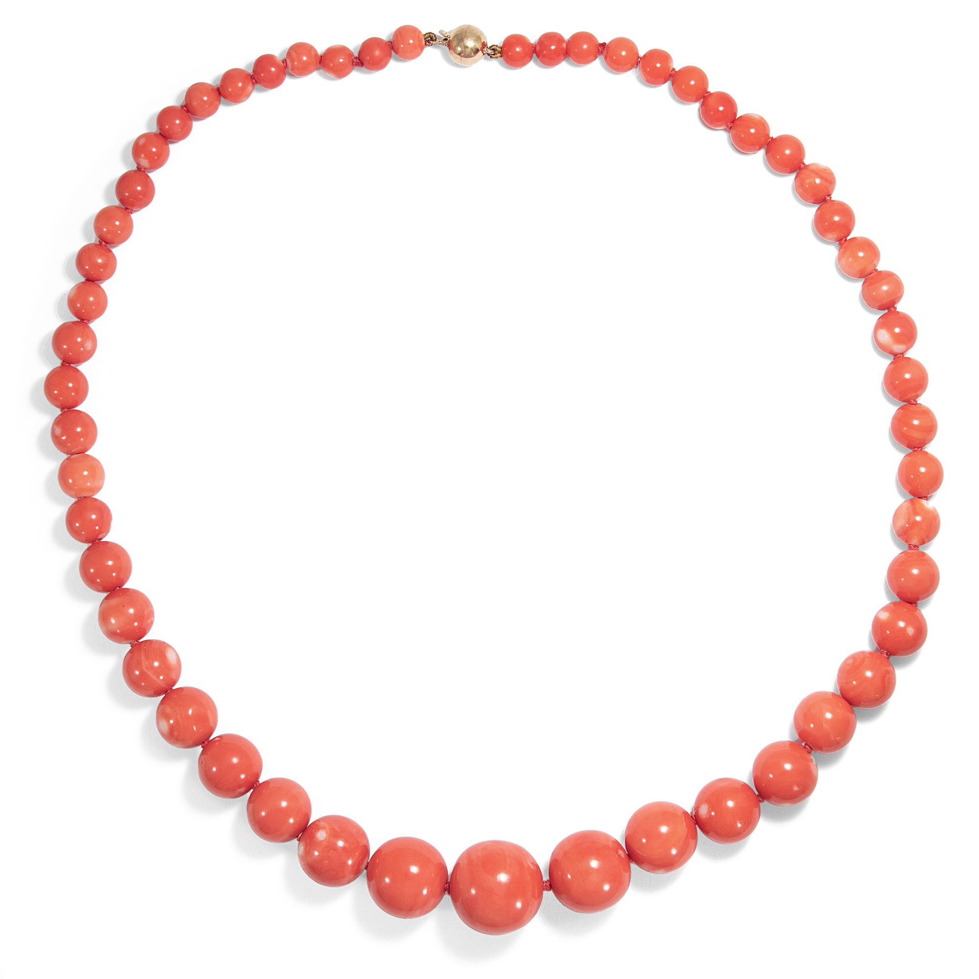 Vintage Necklace Made of Precious Red Momo Coral, 1980s