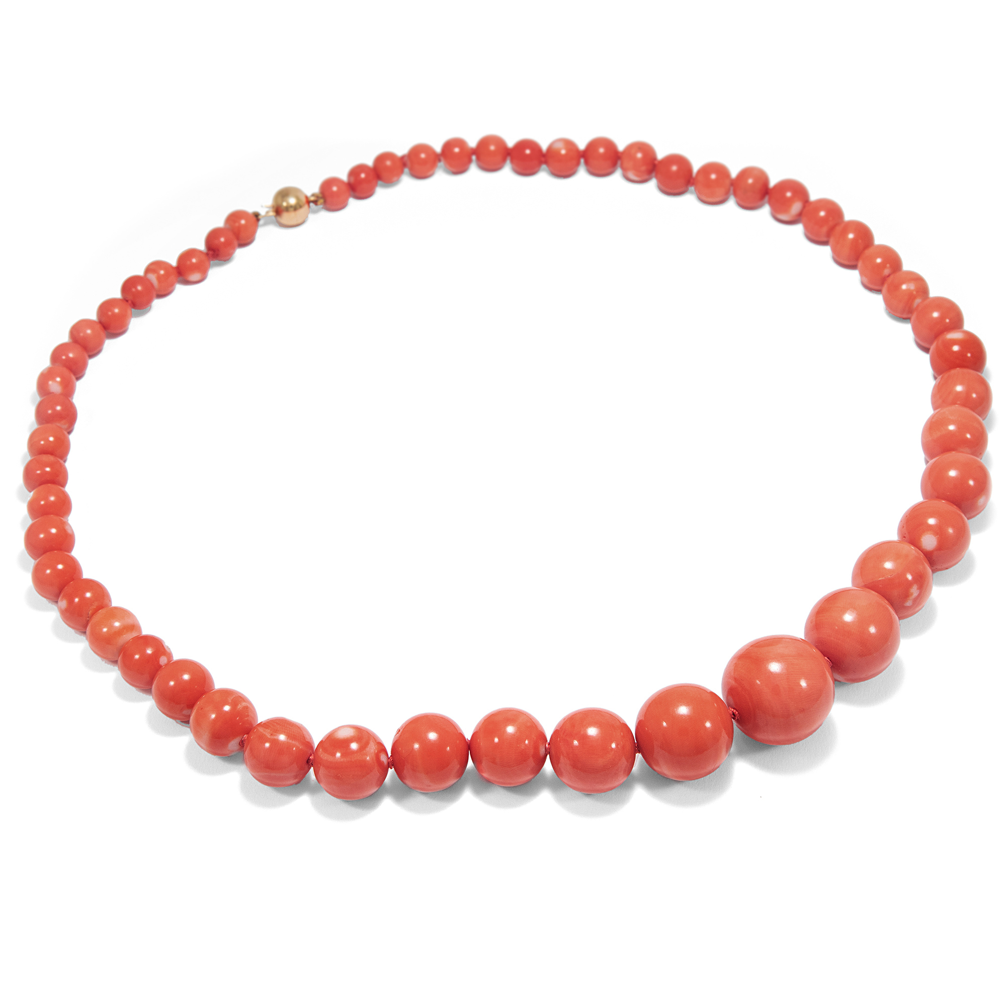 Vintage Necklace Made of Precious Red Momo Coral, 1980s