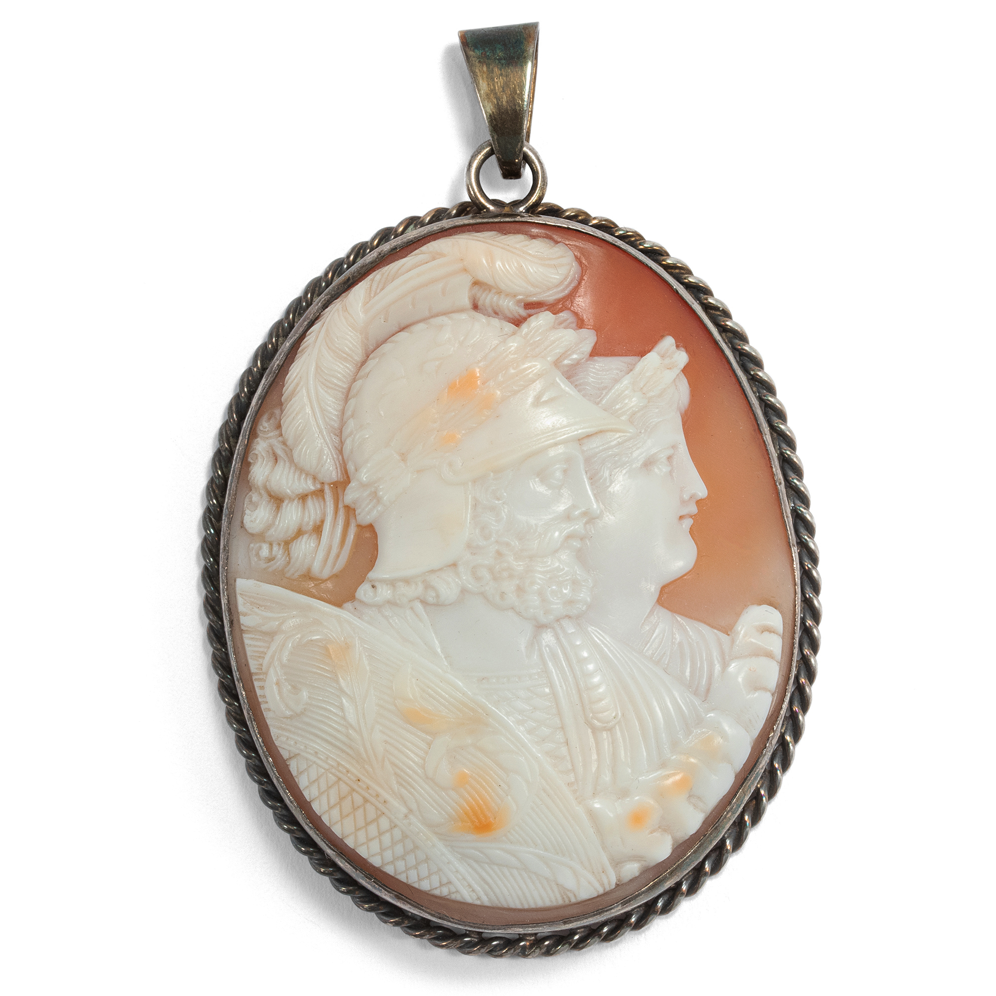 Large shell cameo depicting Mars and Bellona, c. 1875