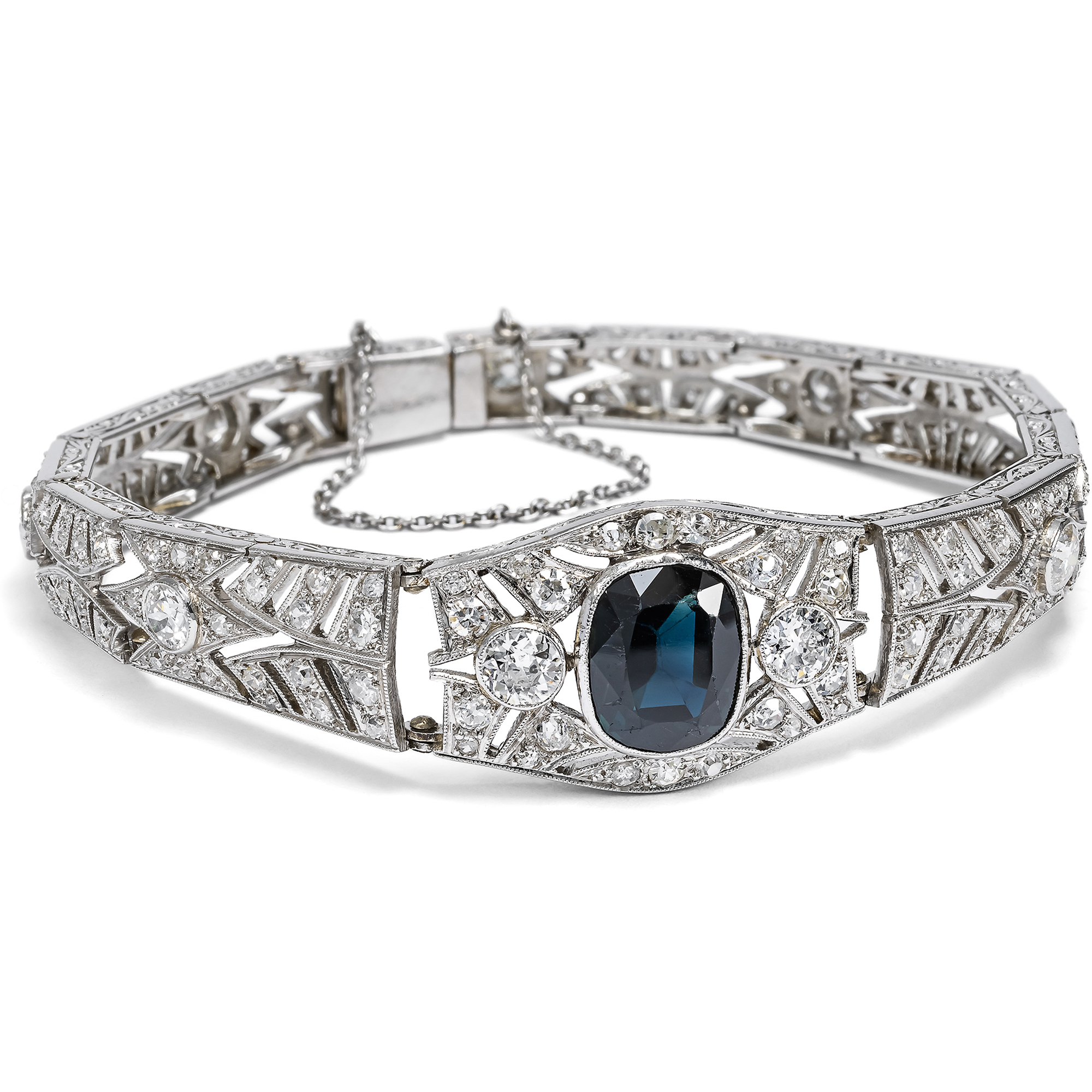 Elegant Sapphire & Diamond Art Deco Bracelet, Paris ca. 1925