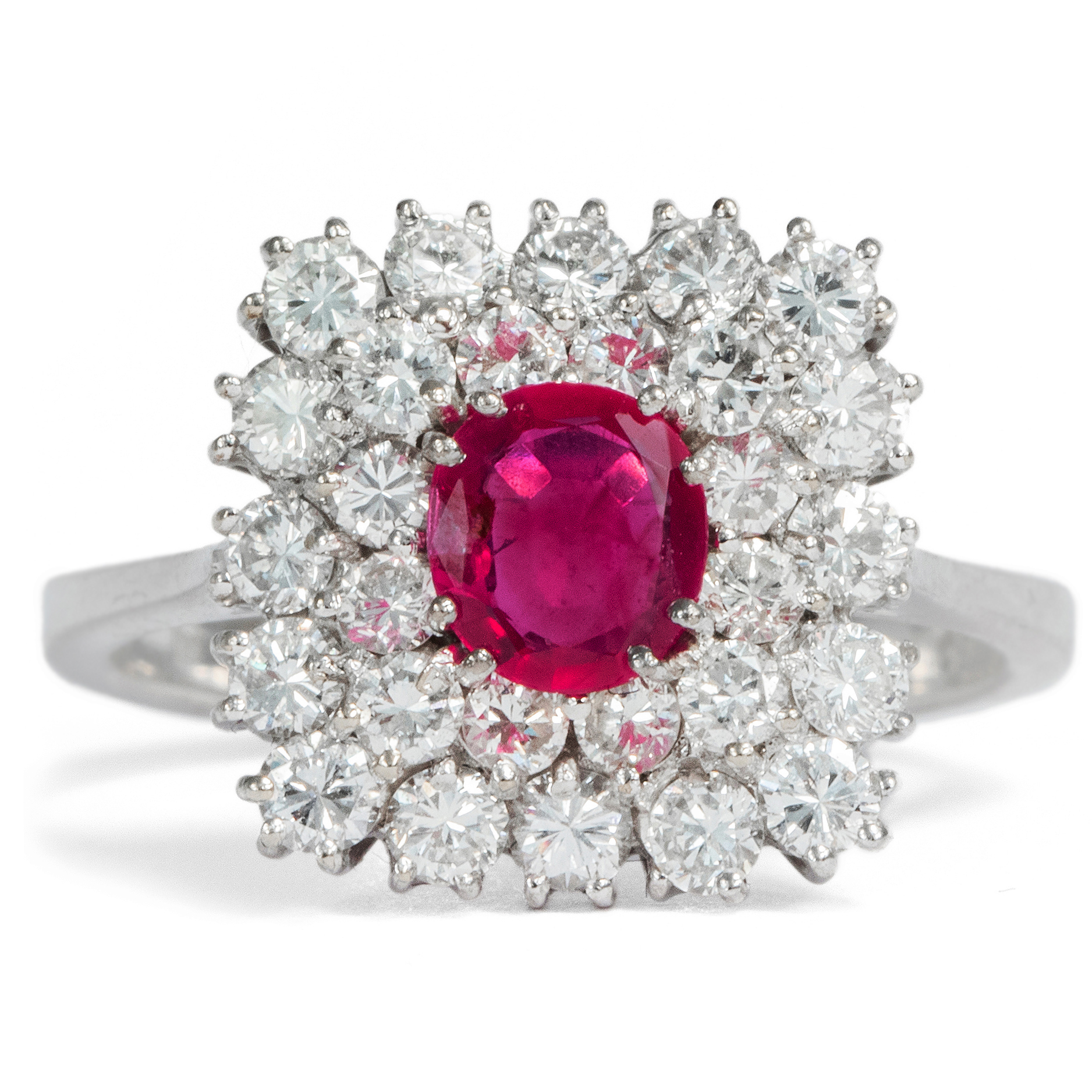 Gorgeous Vintage Ring with Natural Ruby & Diamonds, 1970s