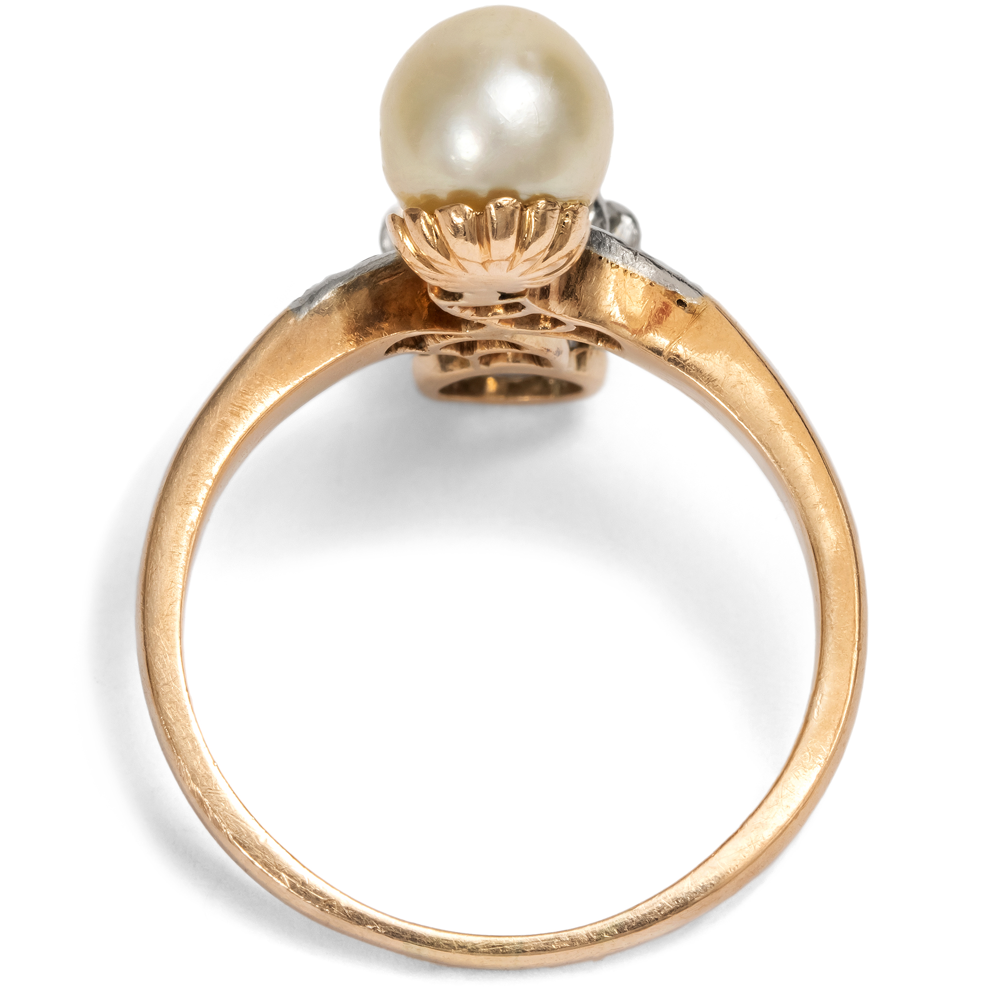 Magnificent Toi-et-Moi Ring with Natural Pearl & Diamonds, c. 1900 Magnificent Toi-et-Moi Ring with Natural Pearl & Diamonds, c. 1900