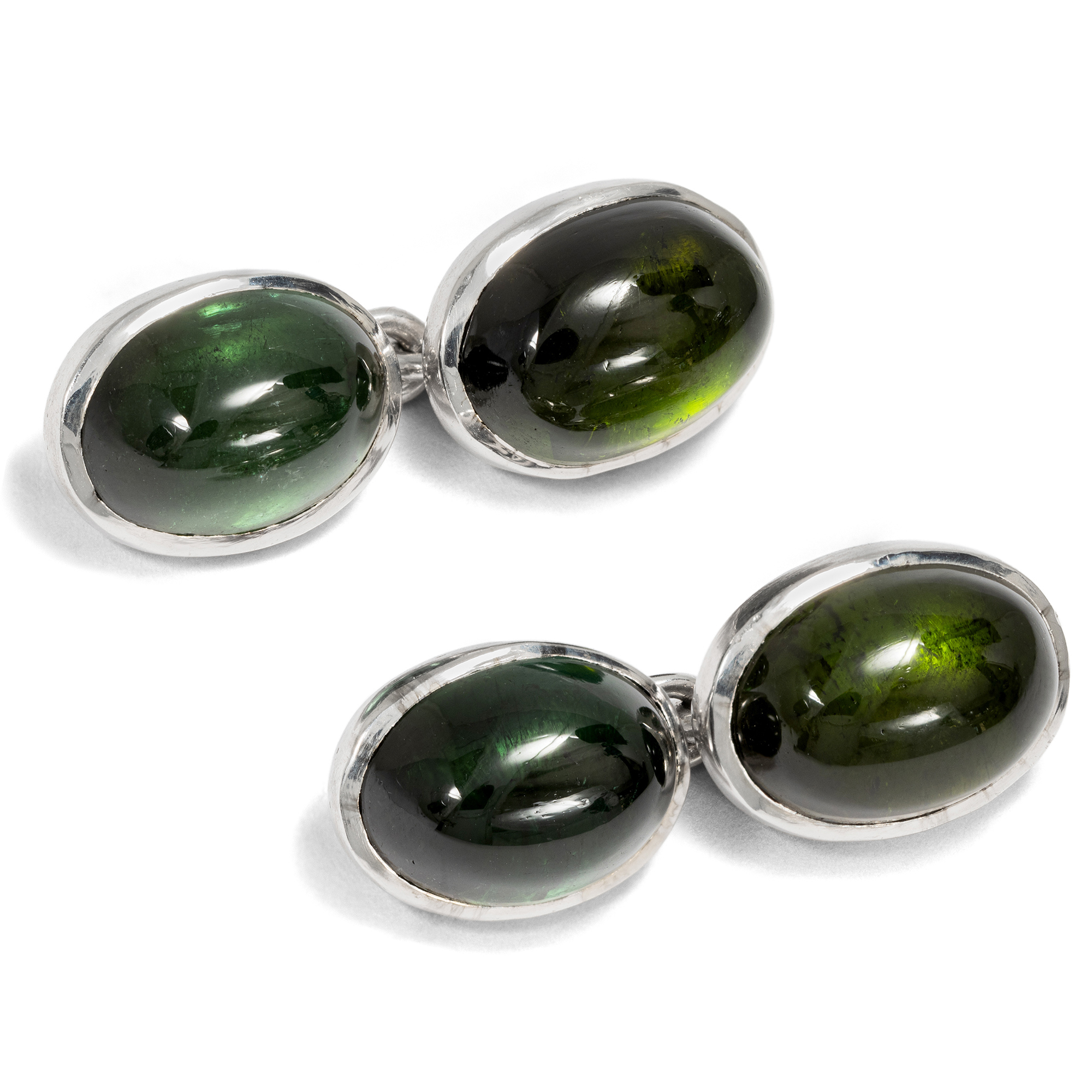 Vintage White Gold Cufflinks with Tourmalines, ca. 1960