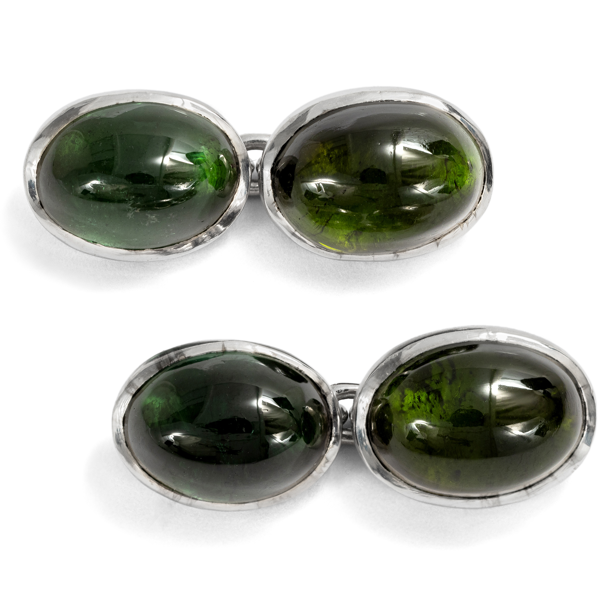 Vintage White Gold Cufflinks with Tourmalines, ca. 1960