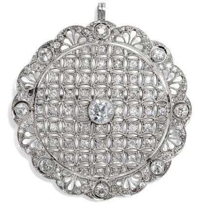 Großer Belle Époque Anhänger/Brosche aus Platin mit 4,65 ct Diamanten, um 1910 Großer Belle Époque Anhänger/Brosche aus Platin mit 4,65 ct Diamanten, um 1910