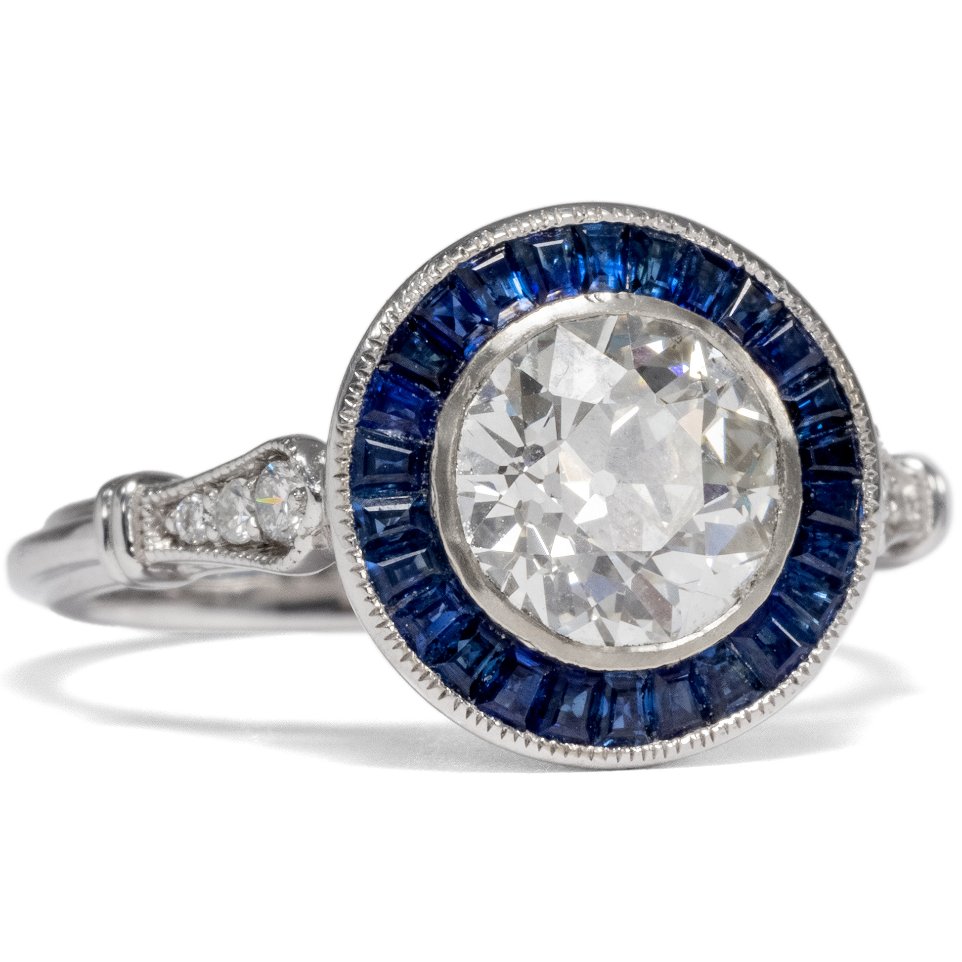 Modern White Gold Ring With Antique 1.48 ct Diamond, ca. 1900/2020