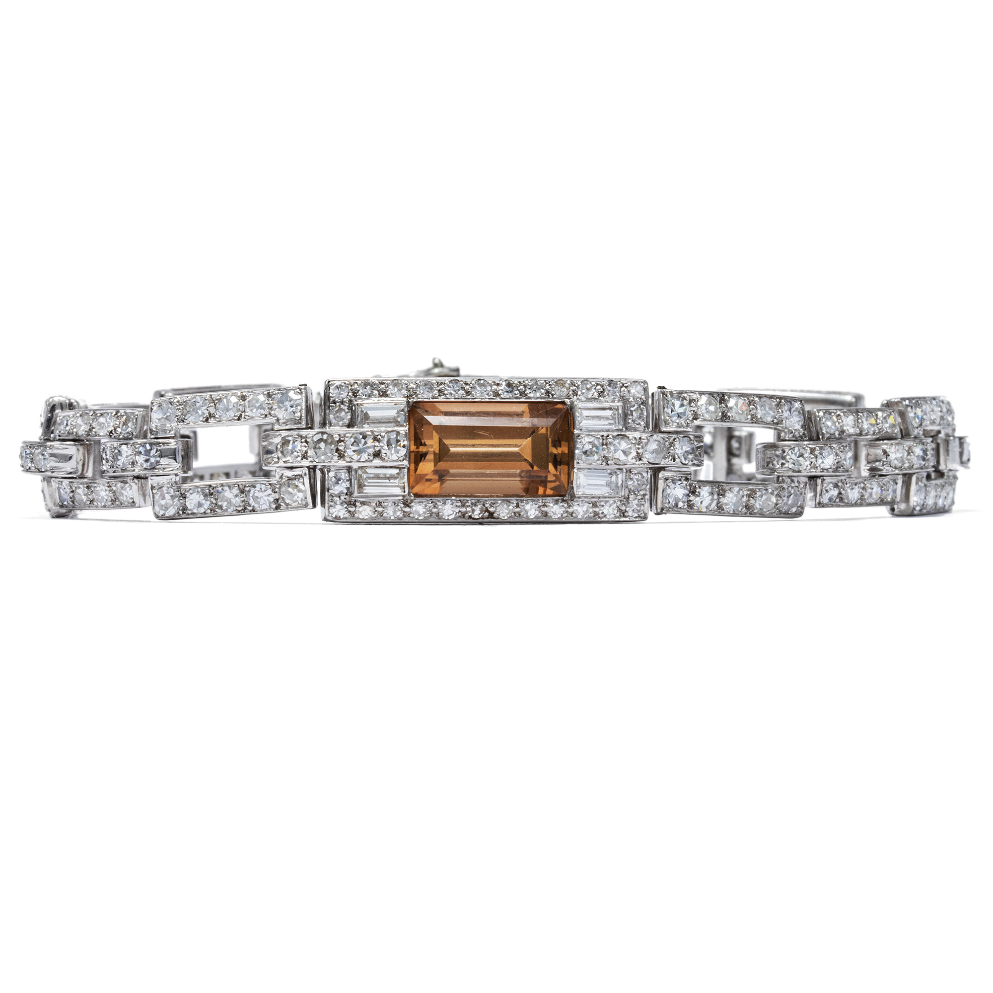 Elegant Bracelet With Diamonds & Topaz, Art Deco ca. 1930 and Later