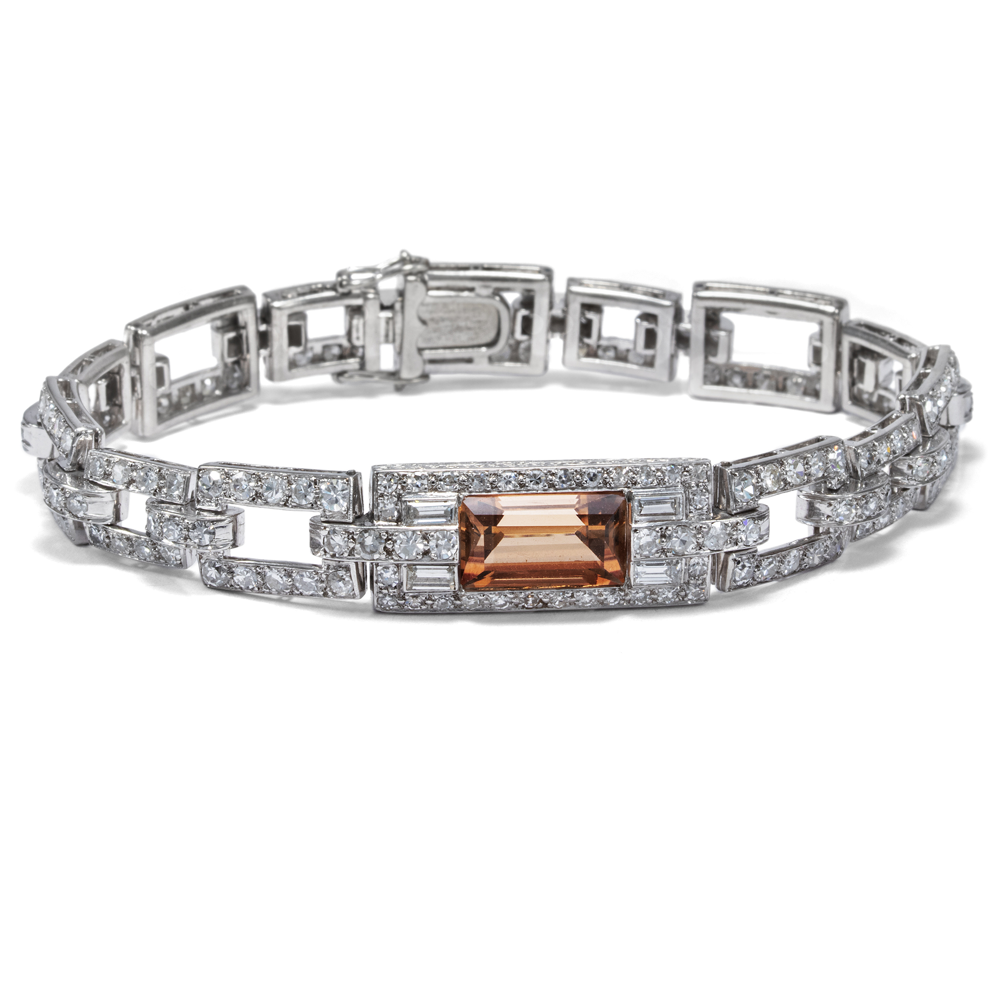 Elegant Bracelet With Diamonds & Topaz, Art Deco ca. 1930 and Later