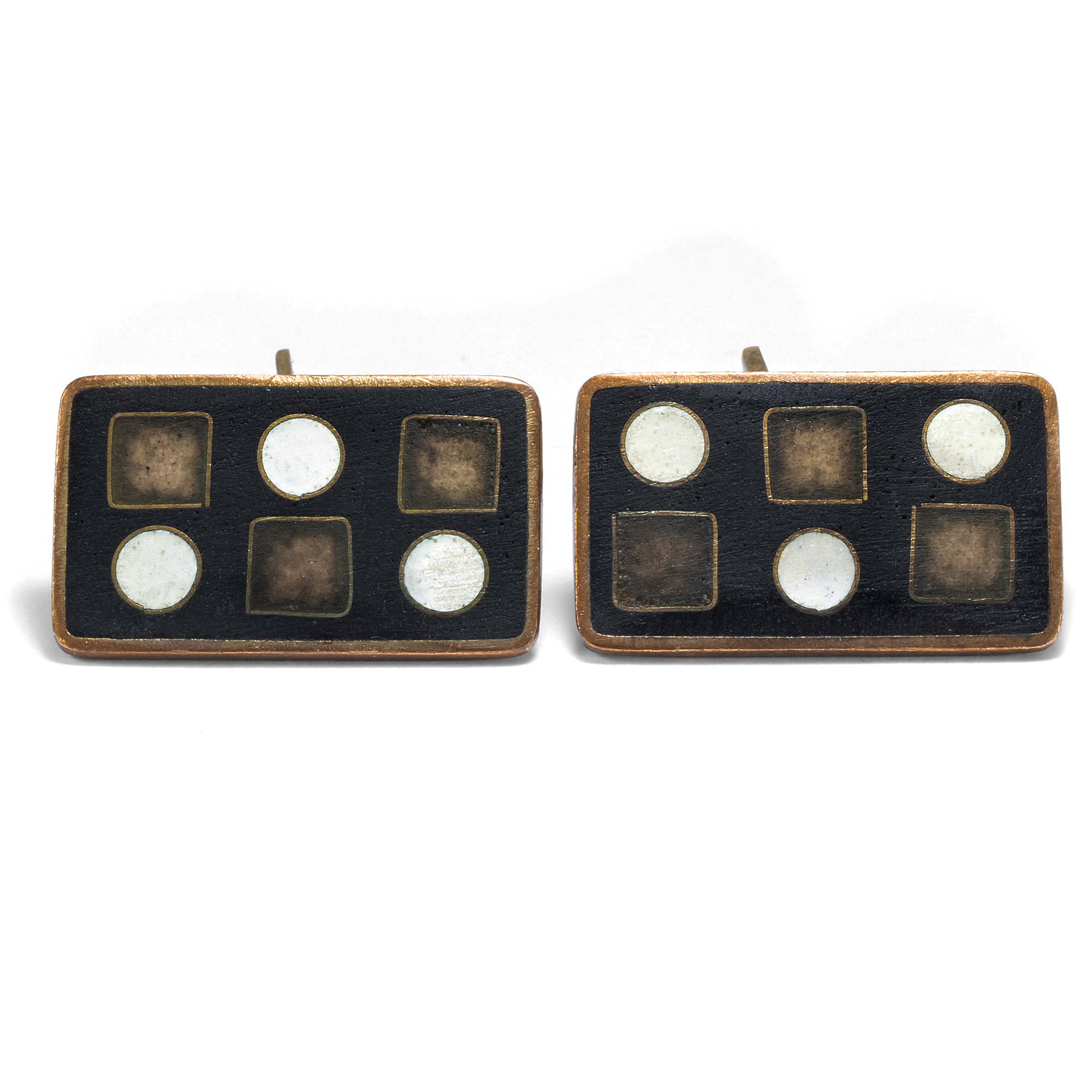 Flechtoptik wohl um 1960//70 Buntschillerndes Glasknopf-Duo