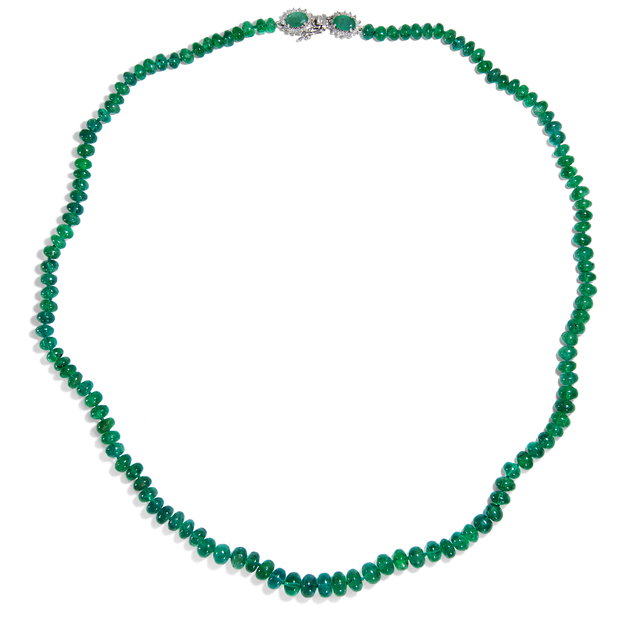 Splendid Vintage Emerald Necklace With Diamond Clasp, Around 1980