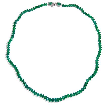 Vintage Smaragd-Collier mit Diamant-Schließe, um 1980 Vintage Smaragd-Collier mit Diamant-Schließe, um 1980