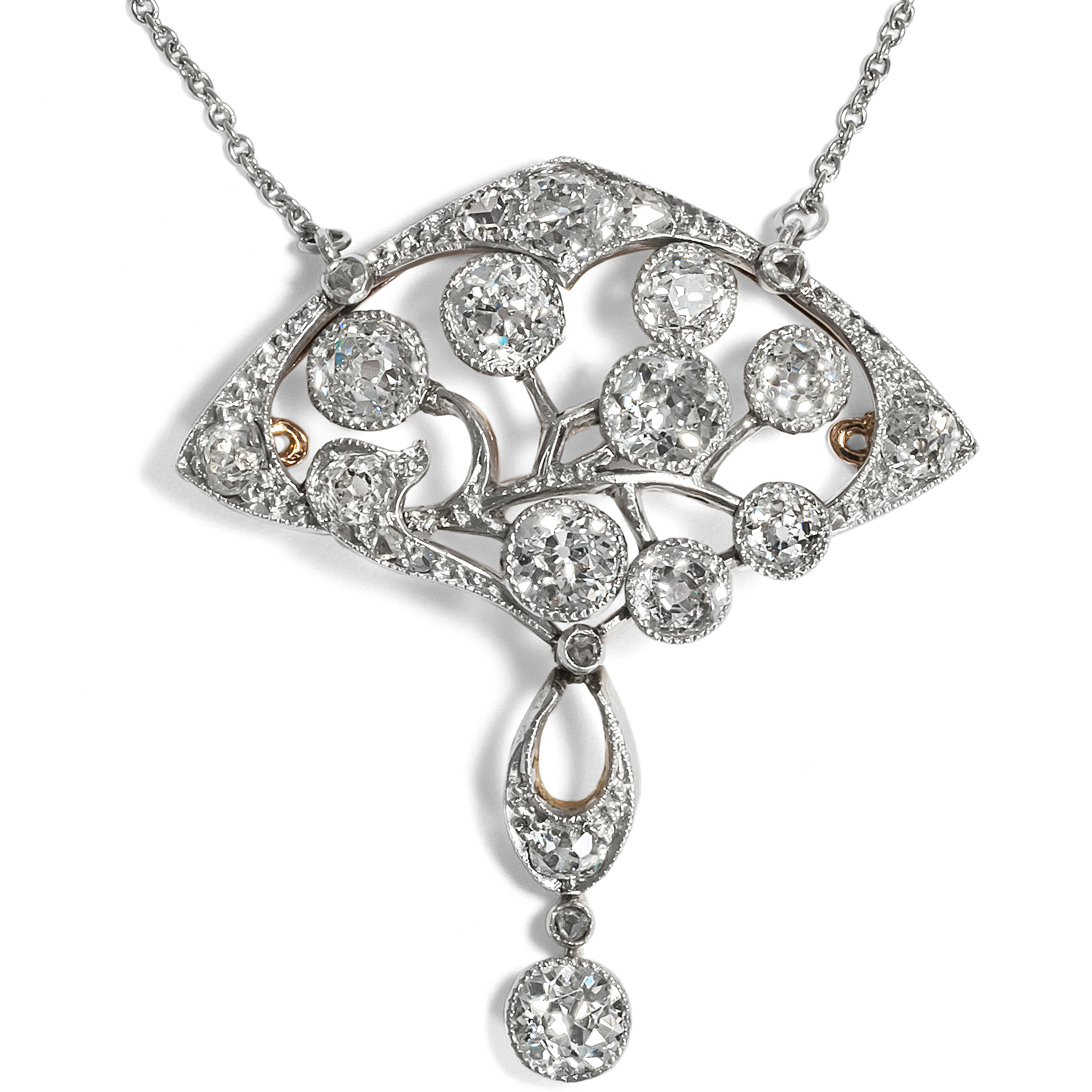 Antique Diamond Necklace in Platinum & Gold, circa 1905