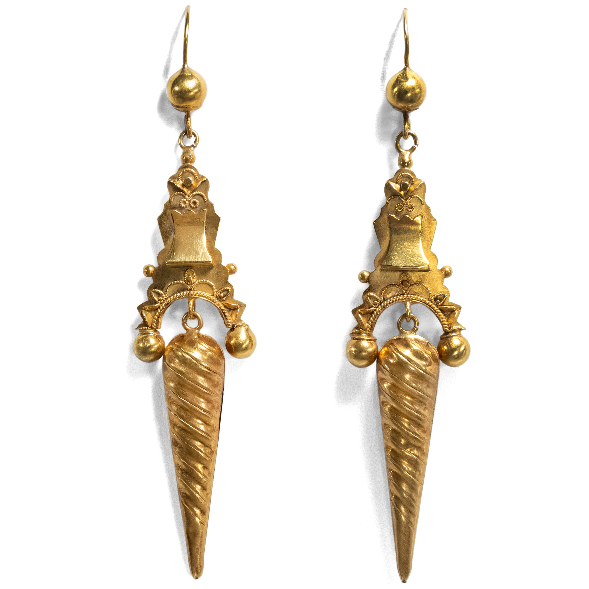 Beautiful Gold Earrings, Brooch Conversion, Around 1911 and Later