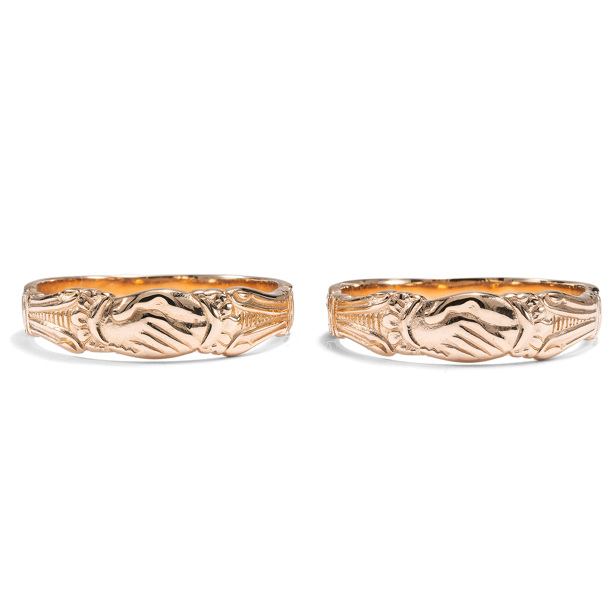A Pair of Romantic Wedding Rings in High-Carat Rose Gold from Our Workshop A Pair of Romantic Wedding Rings in High-Carat Rose Gold from Our Workshop