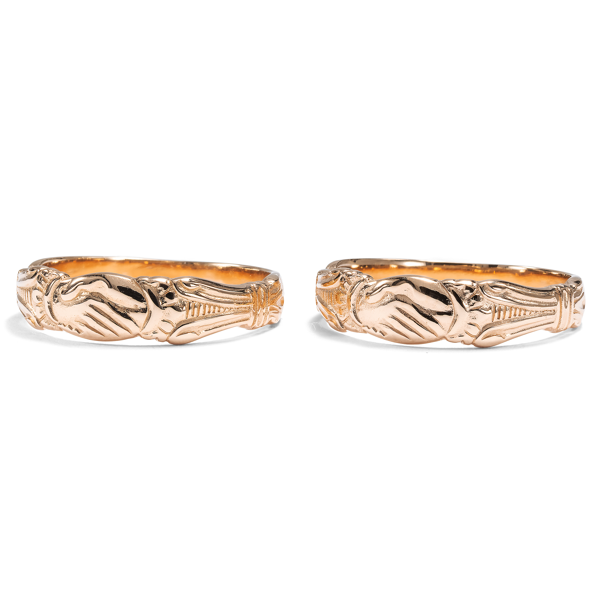 A Pair of Romantic Wedding Rings in High-Carat Rose Gold from Our Workshop A Pair of Romantic Wedding Rings in High-Carat Rose Gold from Our Workshop