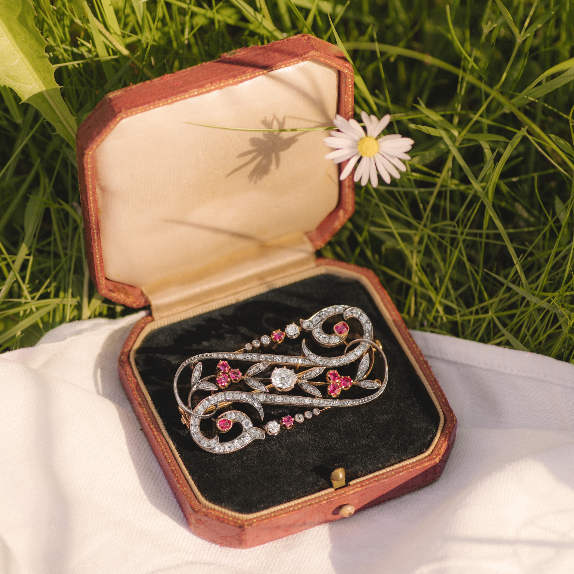 Antique sale ruby brooches