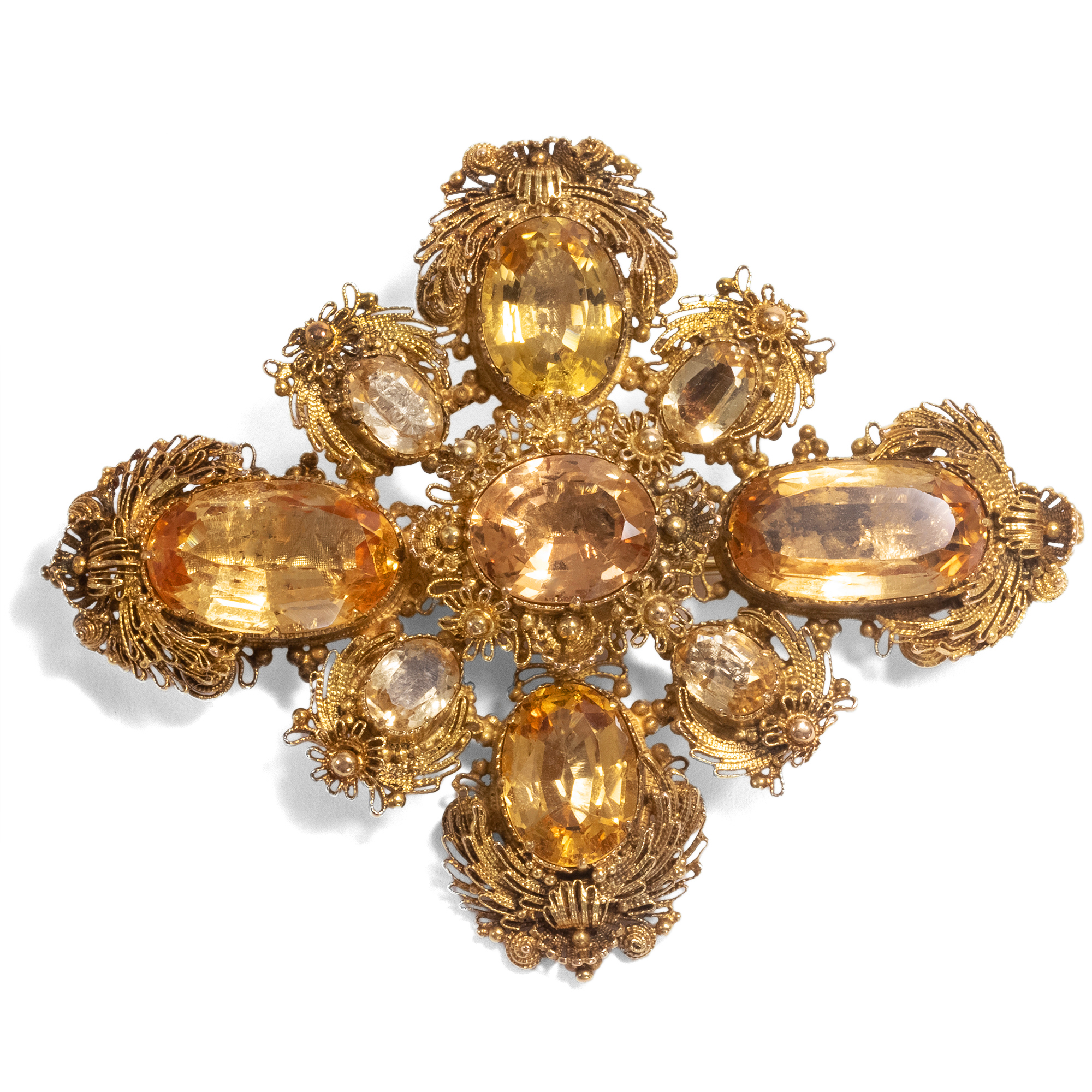 Antique Brooch With Imperial Topazes in Cannetille, ca. 1825