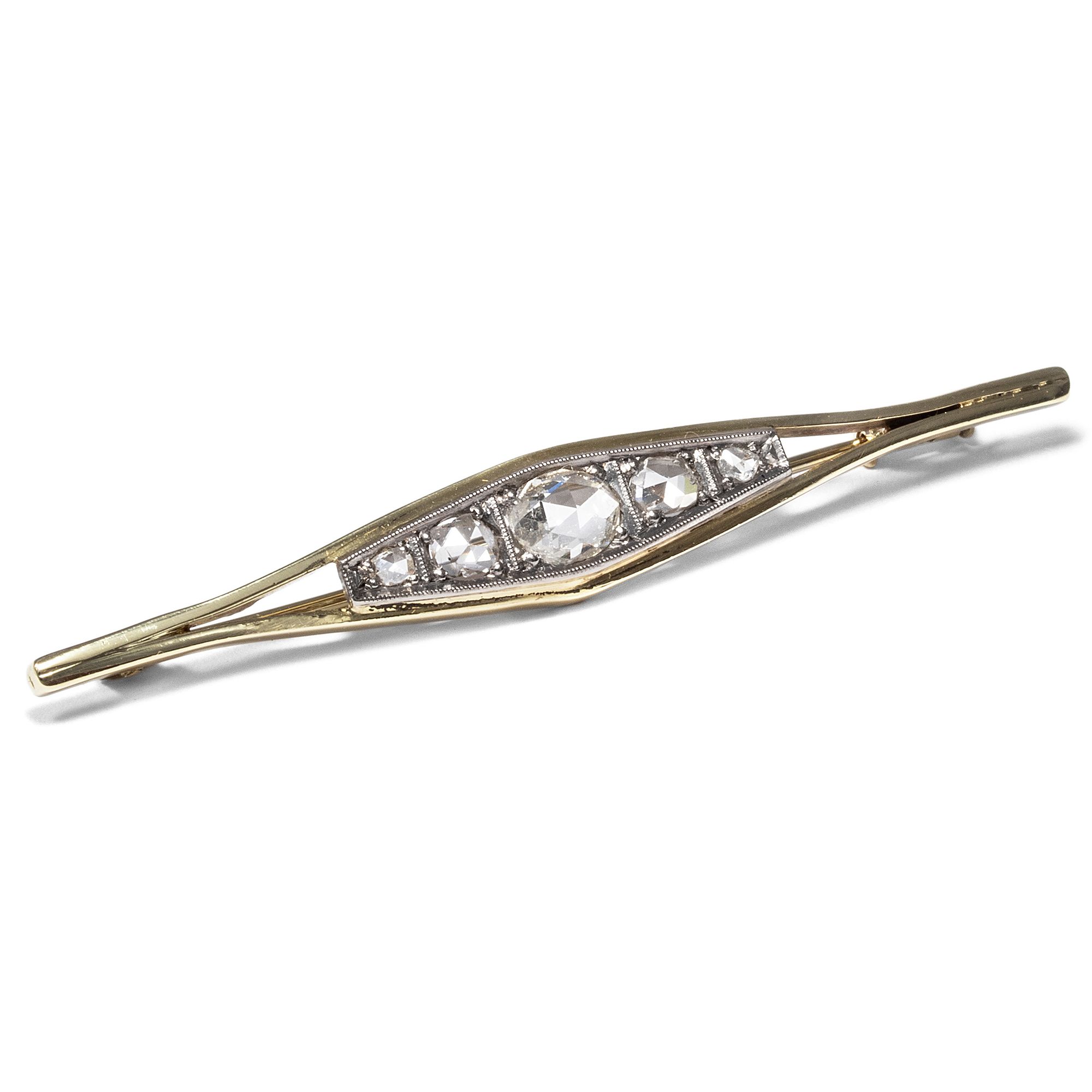 Brooch of the Economic Miracle With Diamond Roses in Gold & Platinum, Around 1955