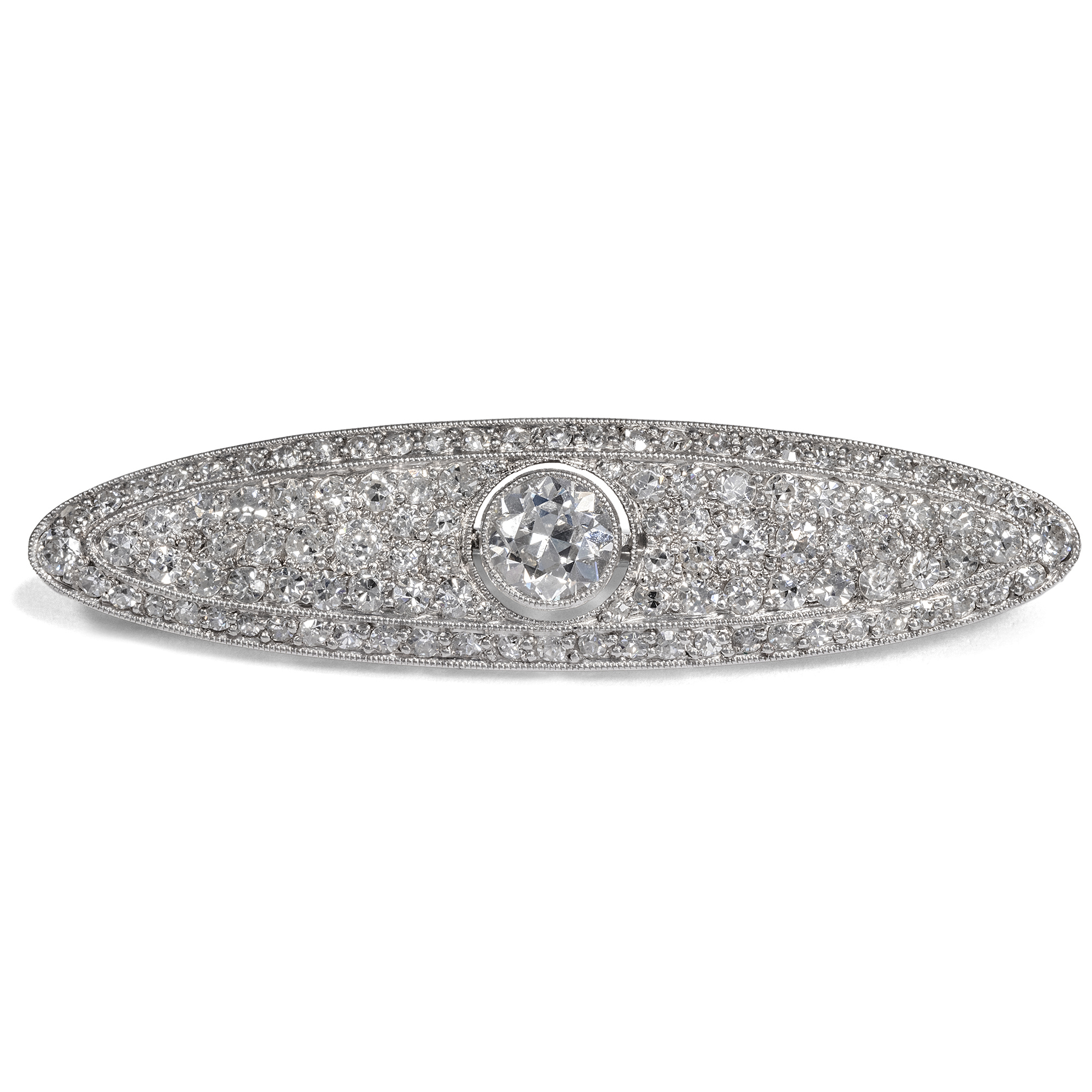 Antike Diamant-Brosche aus Platin, Niederlande um 1925 Antike Diamant-Brosche aus Platin, Niederlande um 1925