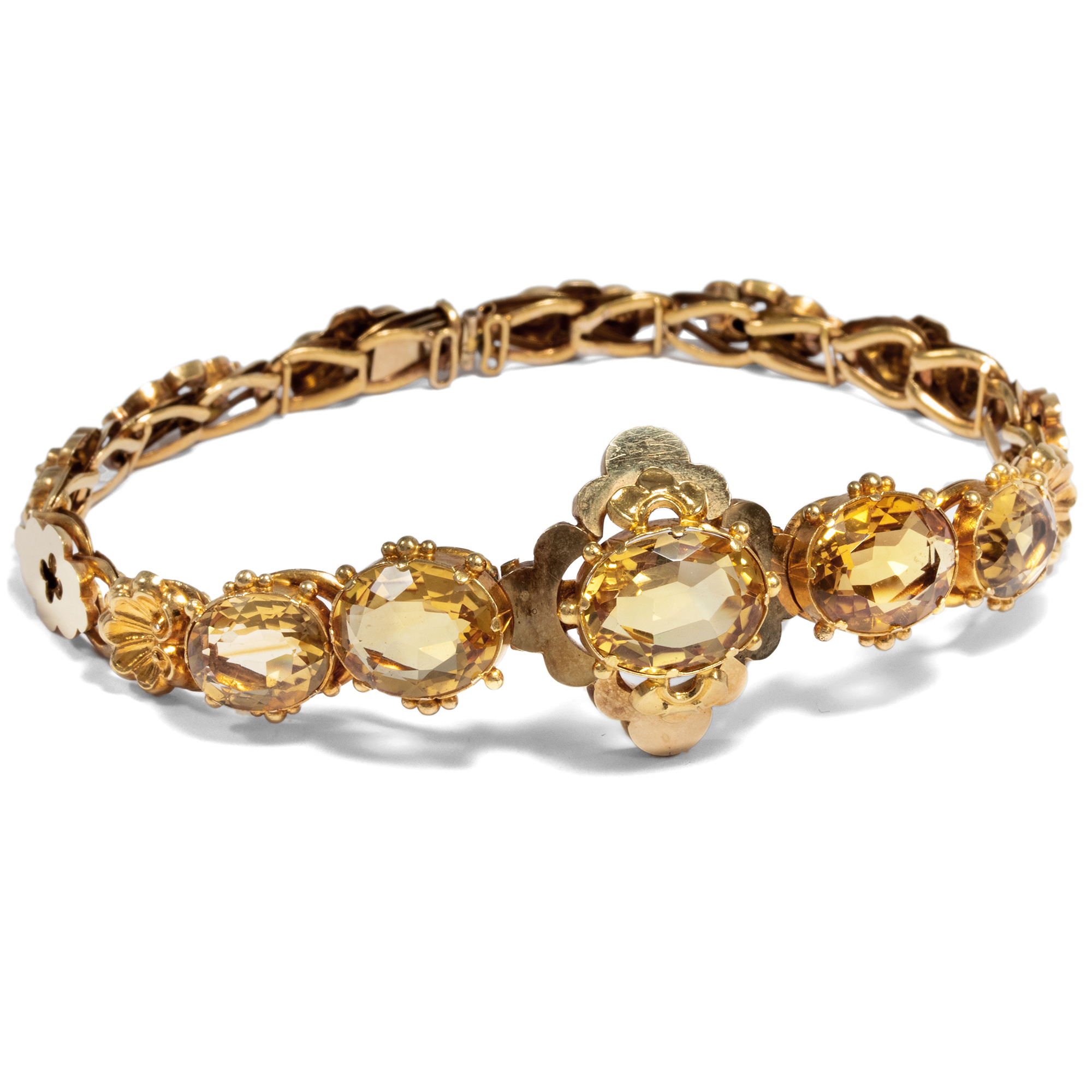 Antikes viktorianisches Armband mit Citrinen in Gold, um 1840