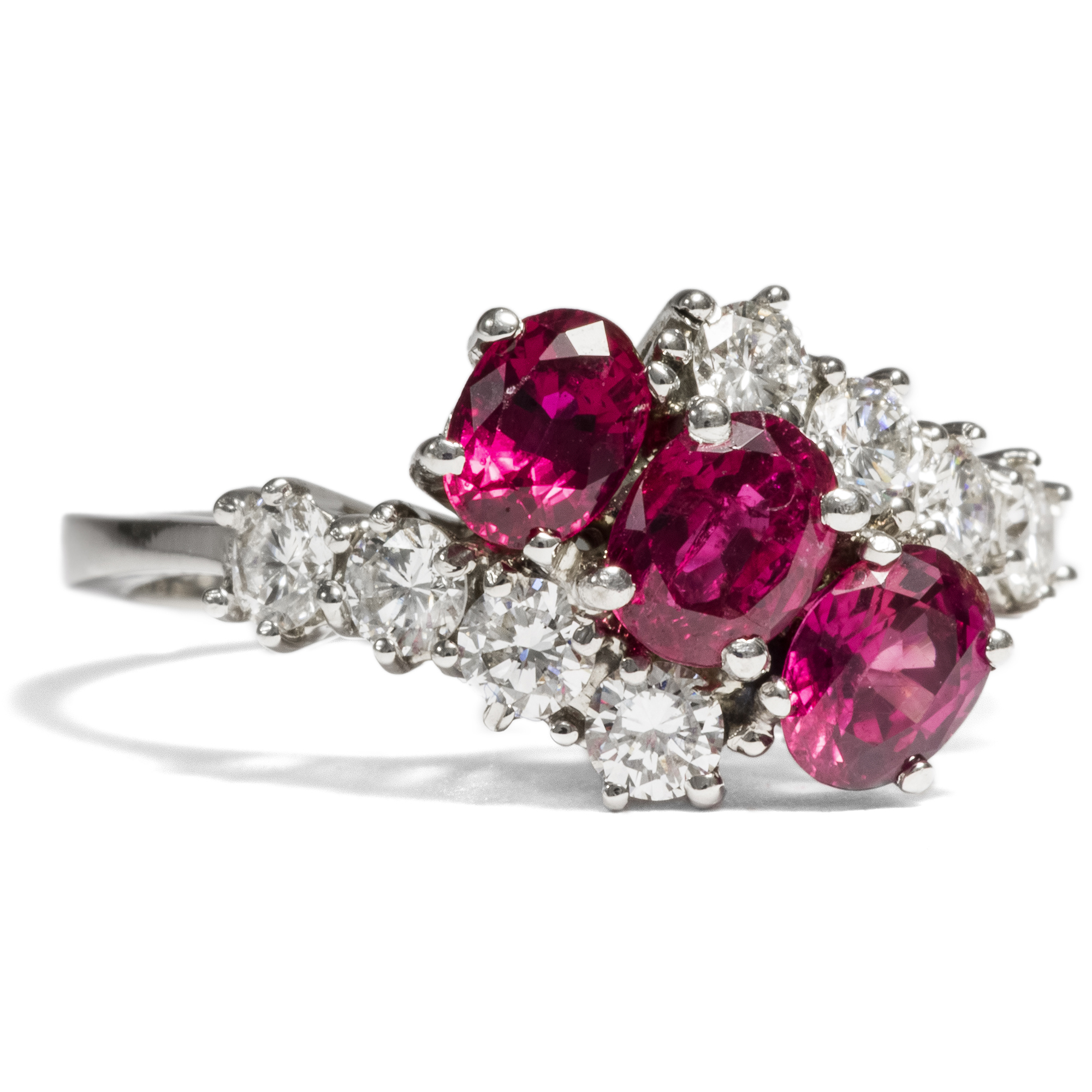 Fine Vintage Ruby & Diamond Ring in White Gold, ca. 1970